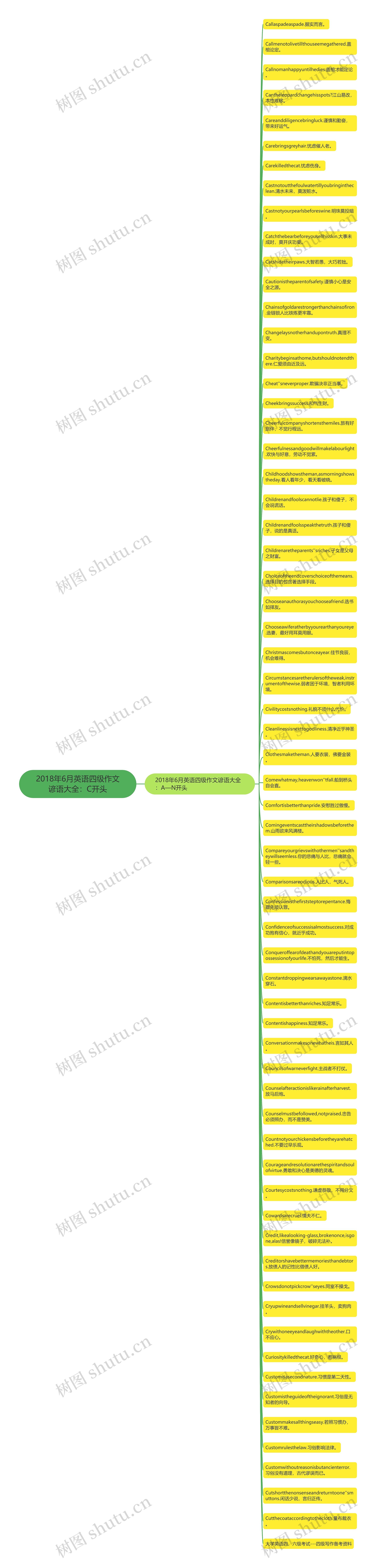 2018年6月英语四级作文谚语大全：C开头思维导图