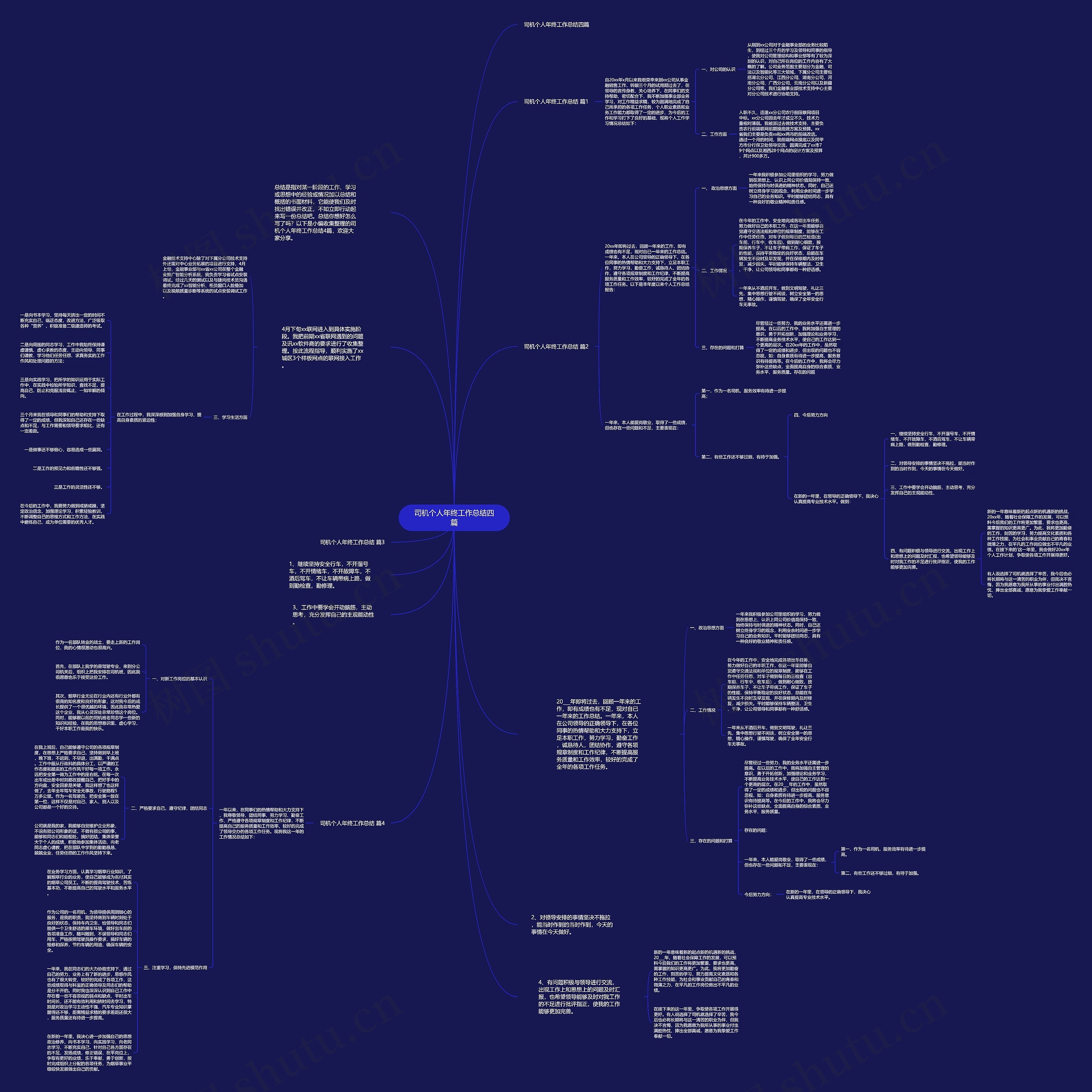 司机个人年终工作总结四篇思维导图