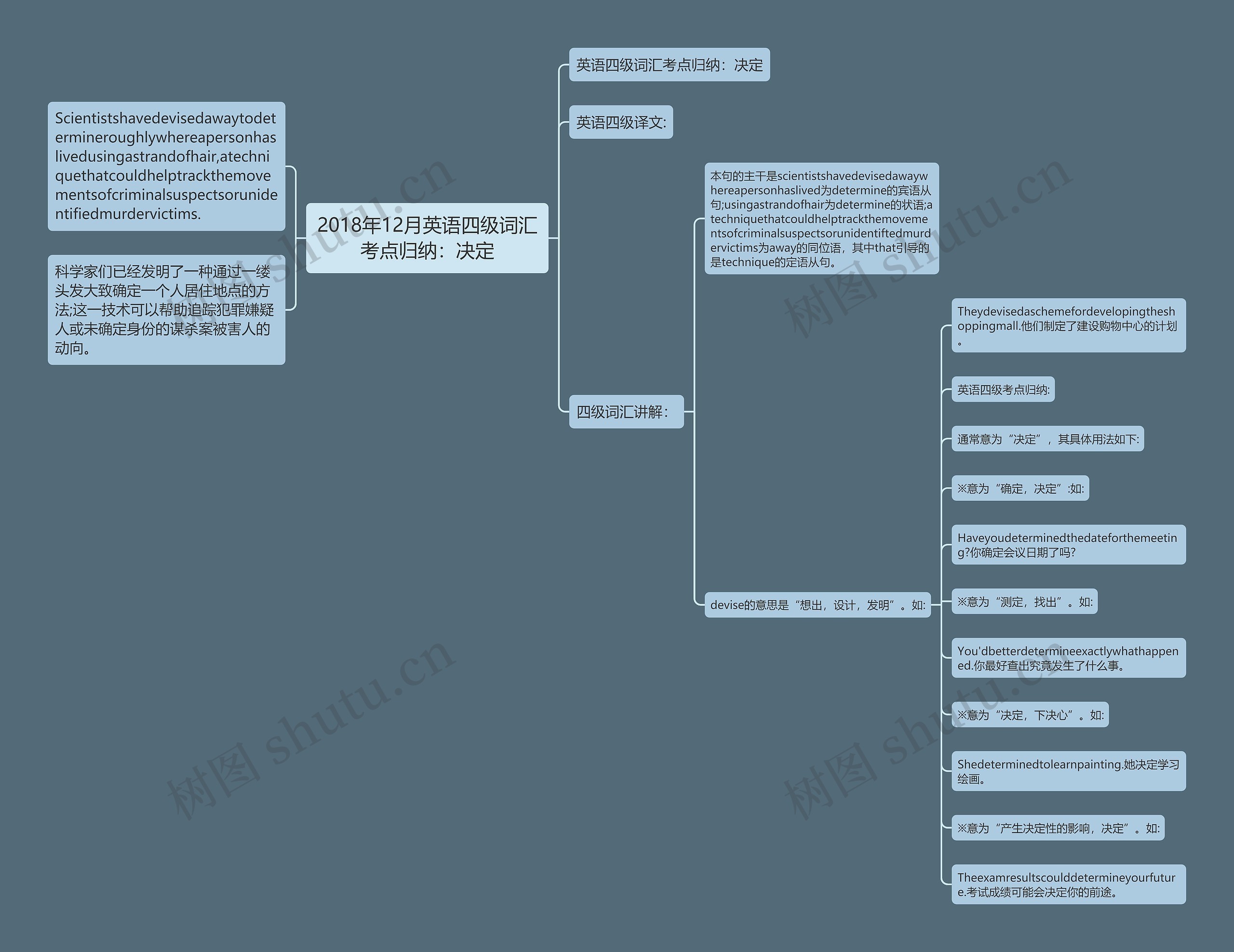 2018年12月英语四级词汇考点归纳：决定思维导图