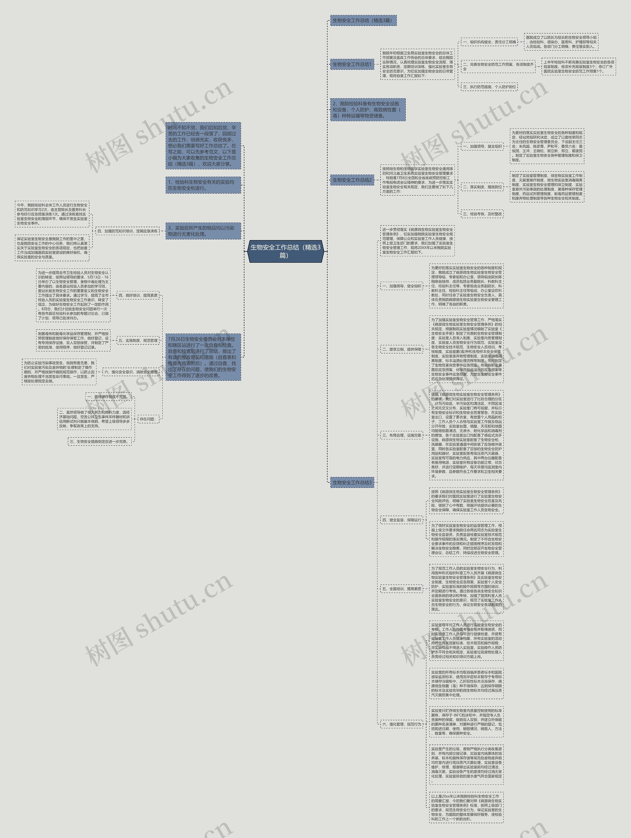 生物安全工作总结（精选3篇）思维导图