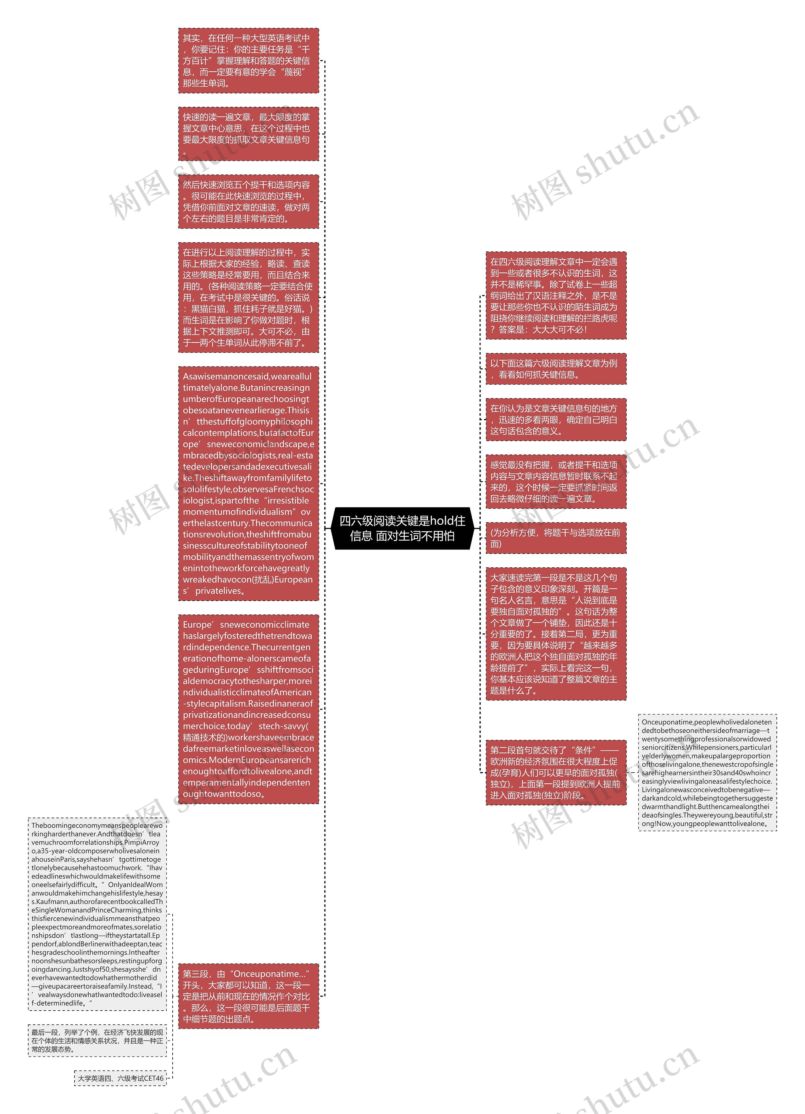 四六级阅读关键是hold住信息 面对生词不用怕思维导图