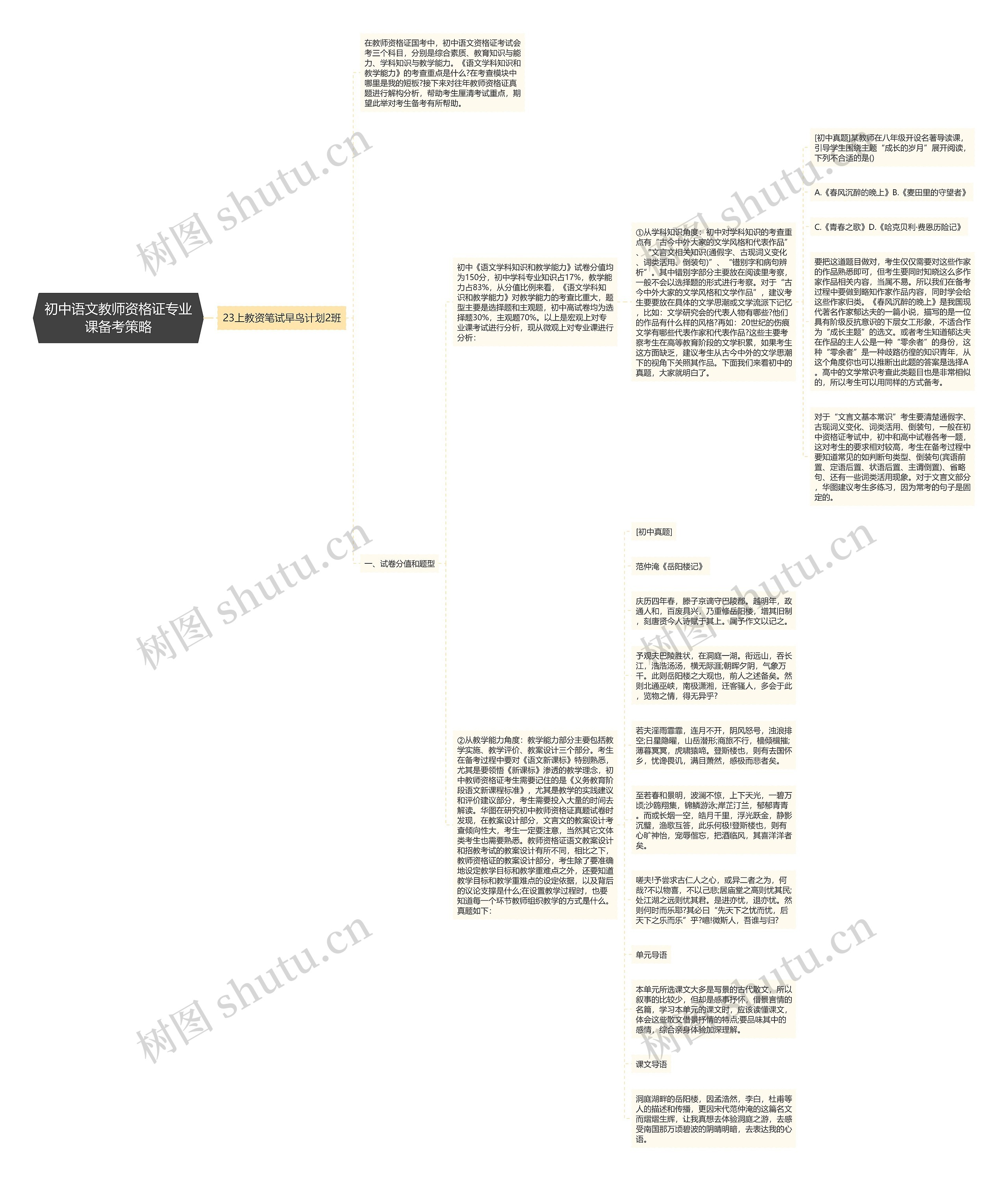 初中语文教师资格证专业课备考策略思维导图