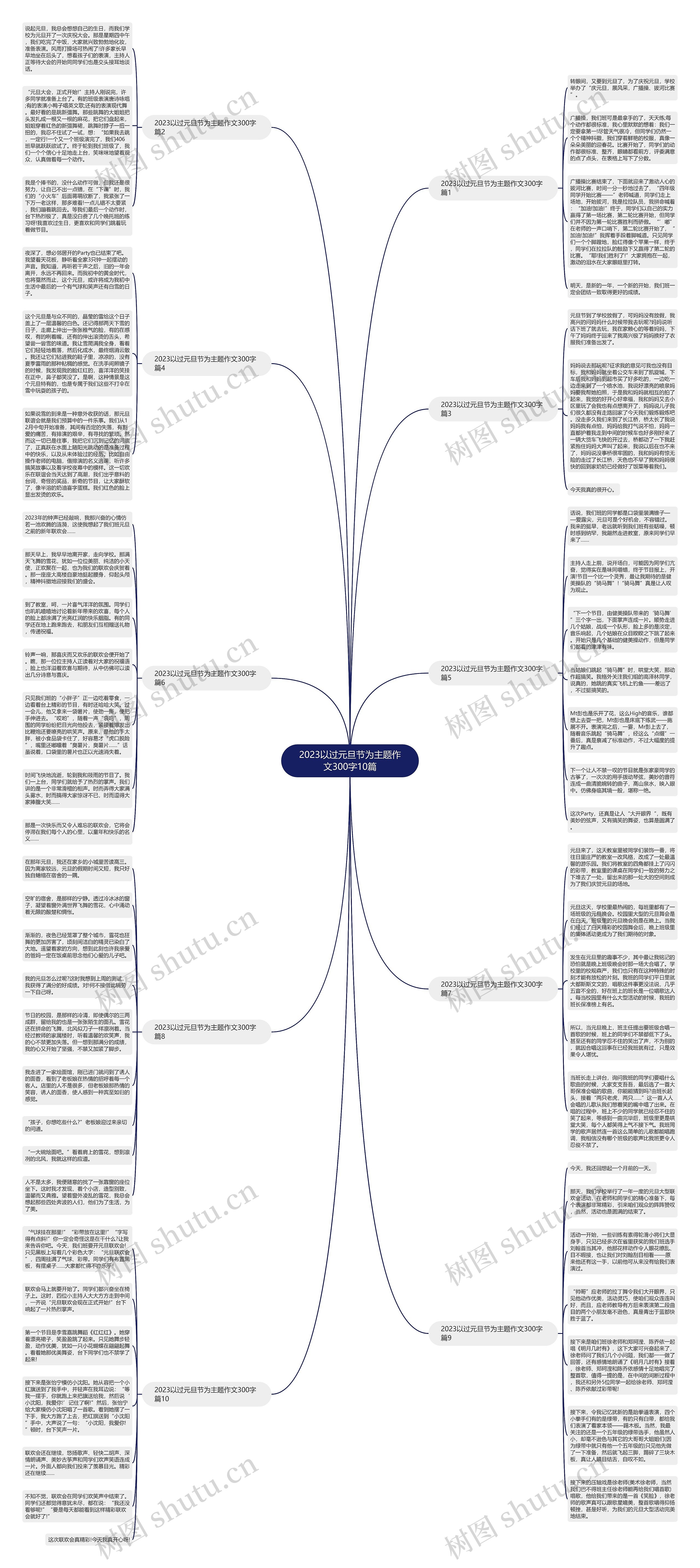 2023以过元旦节为主题作文300字10篇思维导图