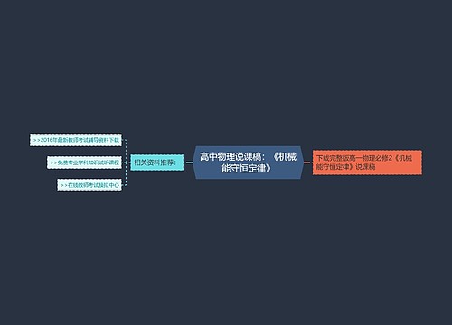 高中物理说课稿：《机械能守恒定律》