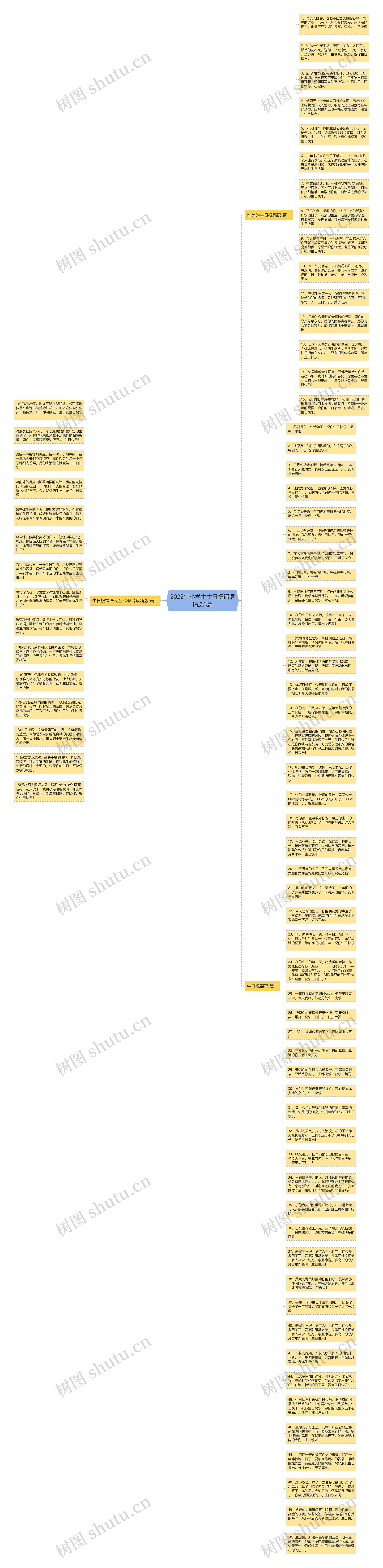 2022年小学生生日祝福语精选3篇思维导图