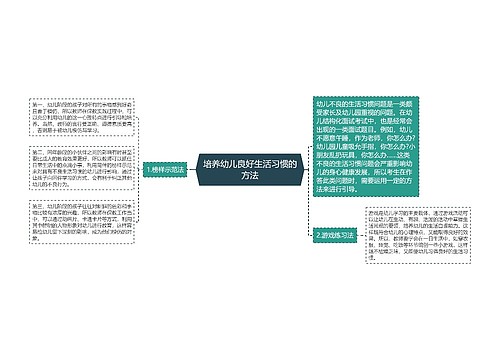 培养幼儿良好生活习惯的方法