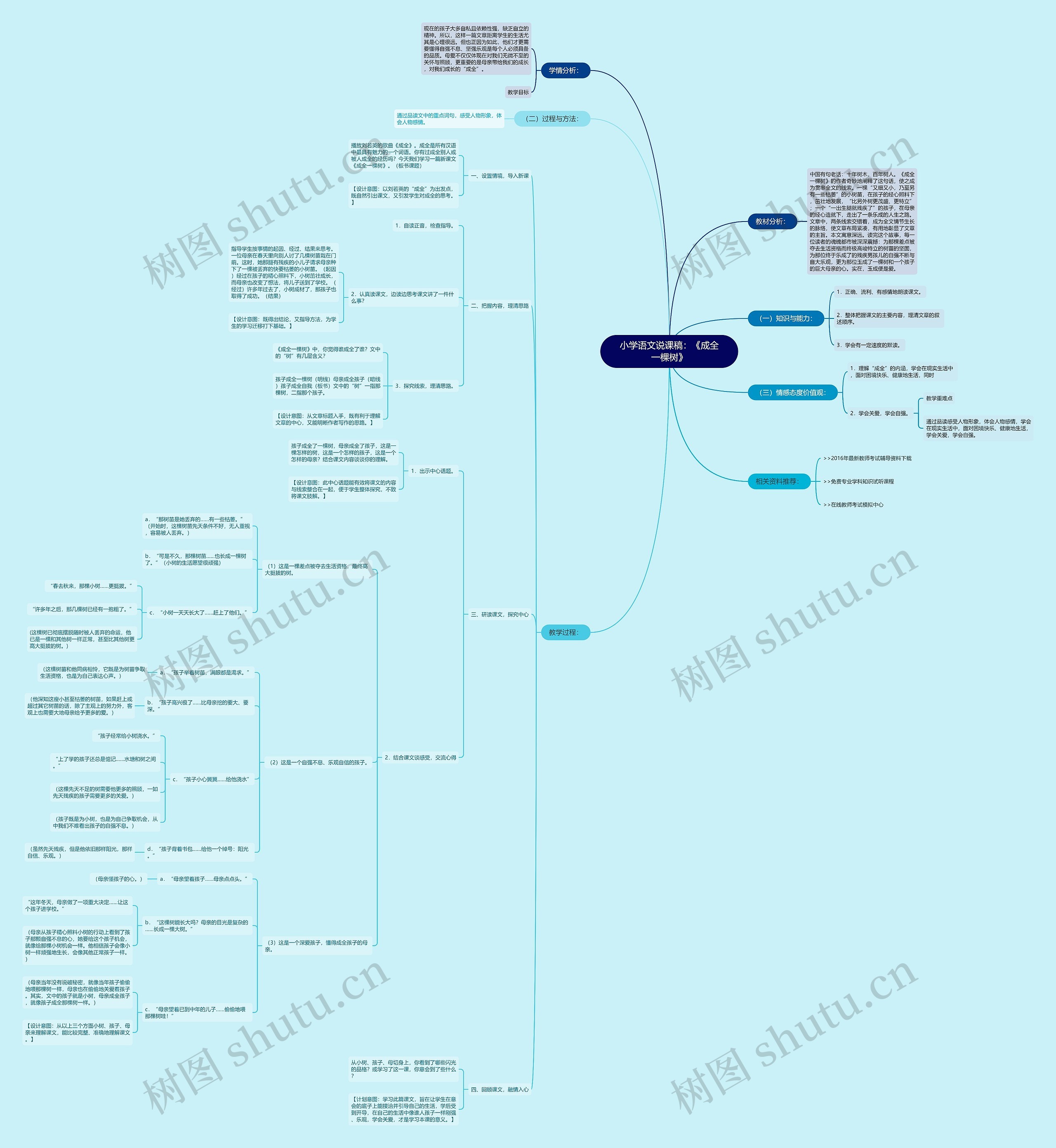 小学语文说课稿：《成全一棵树》思维导图