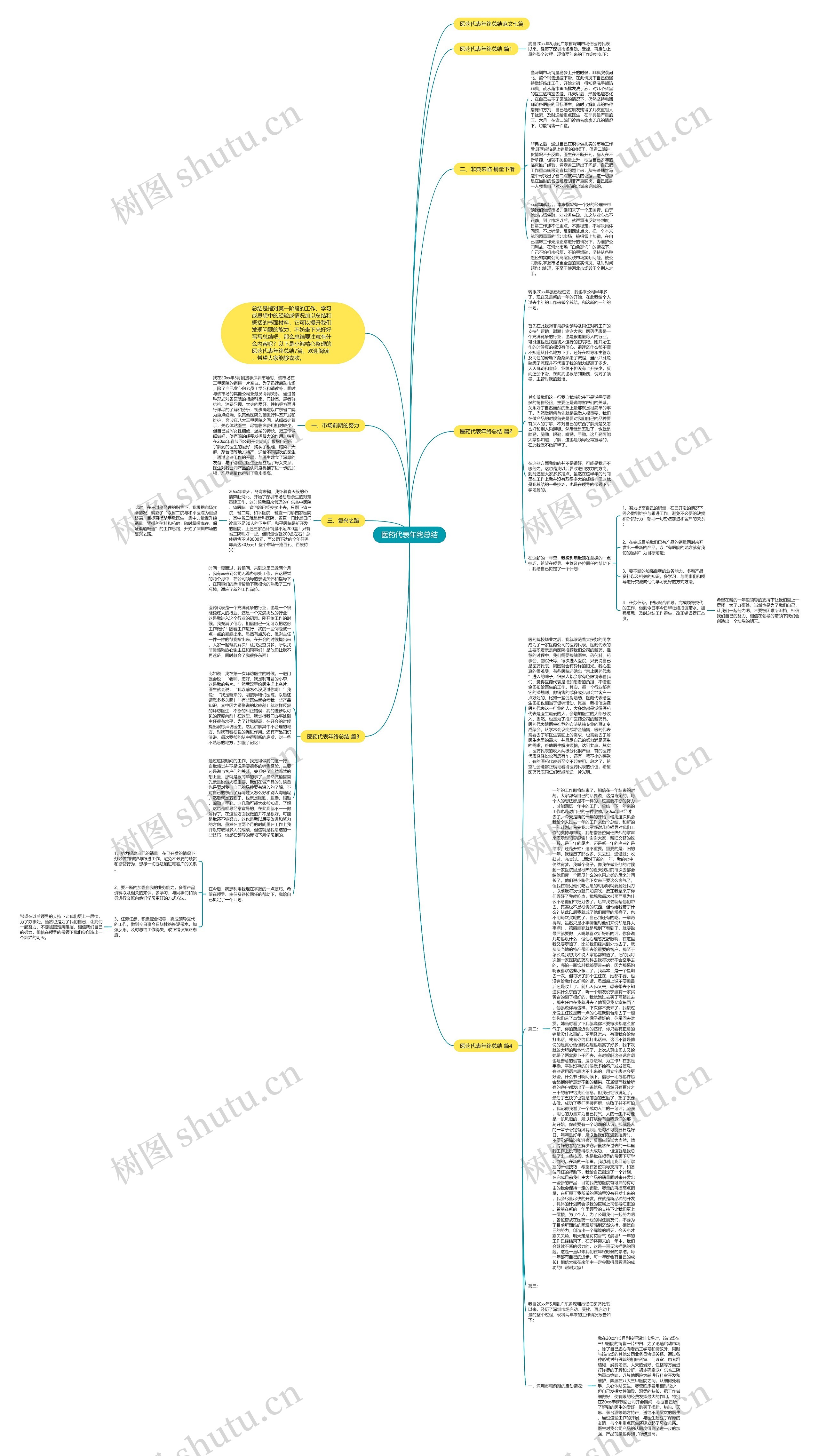 医药代表年终总结思维导图