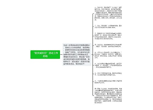 “防灾减灾日”活动工作总结