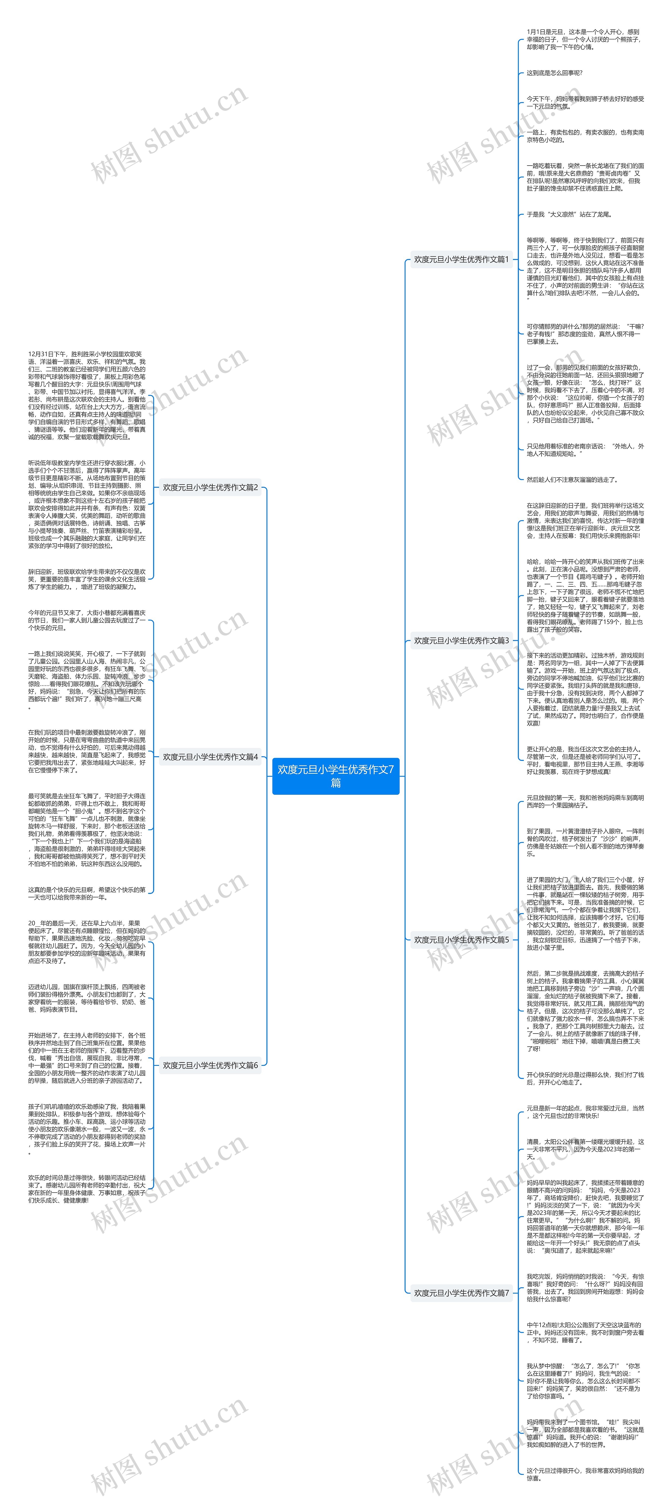 欢度元旦小学生优秀作文7篇思维导图