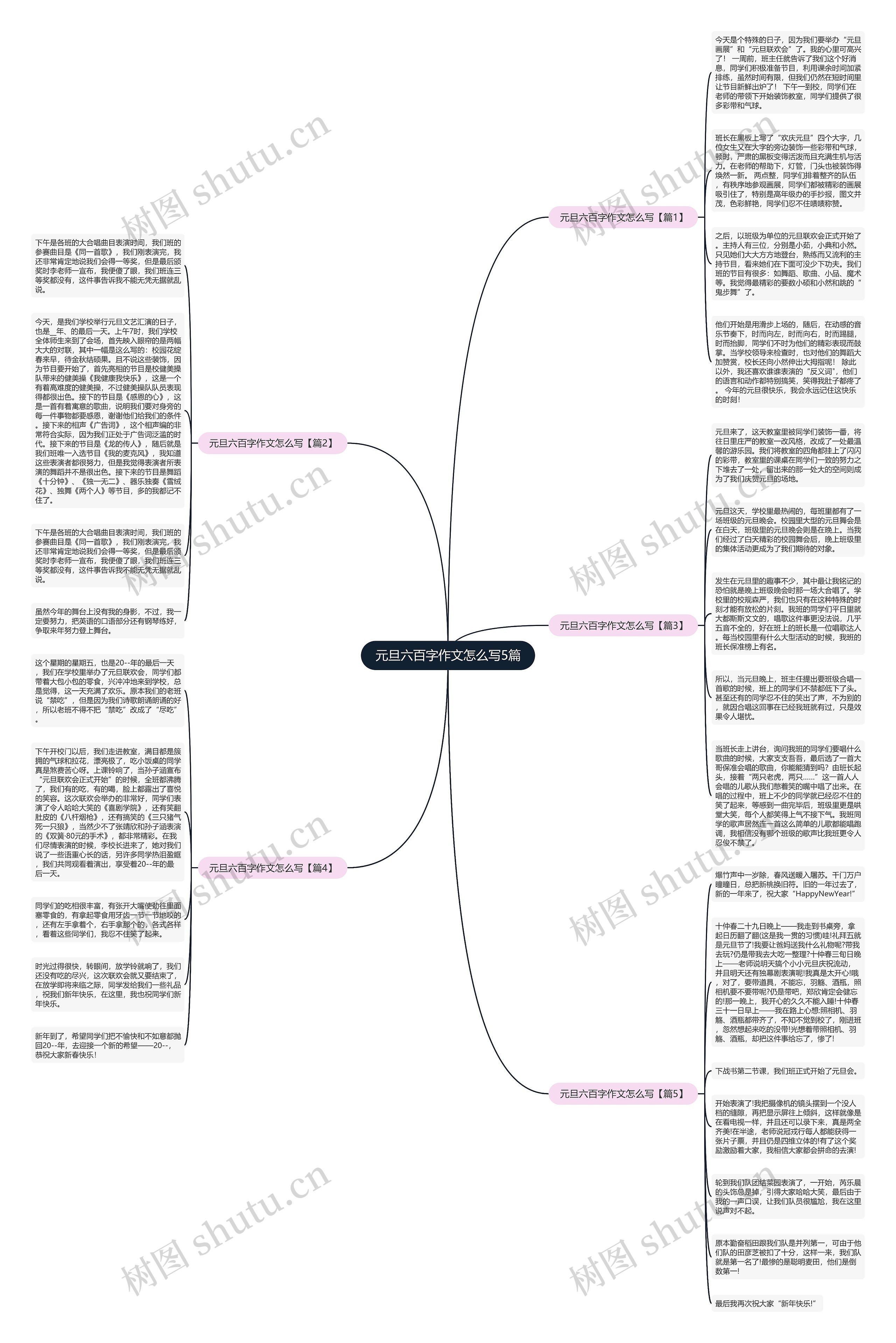 元旦六百字作文怎么写5篇思维导图