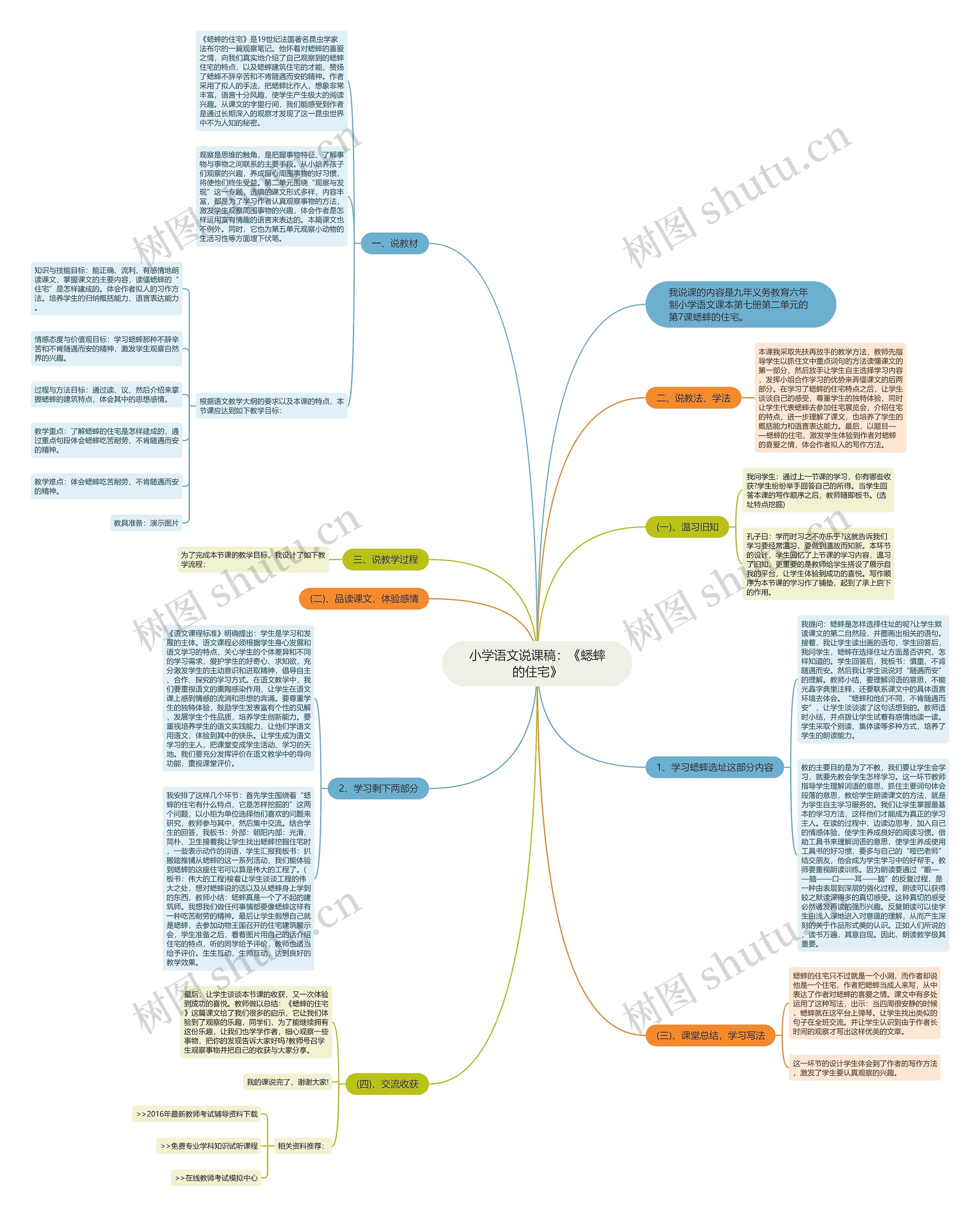 小学语文说课稿：《蟋蟀的住宅》思维导图