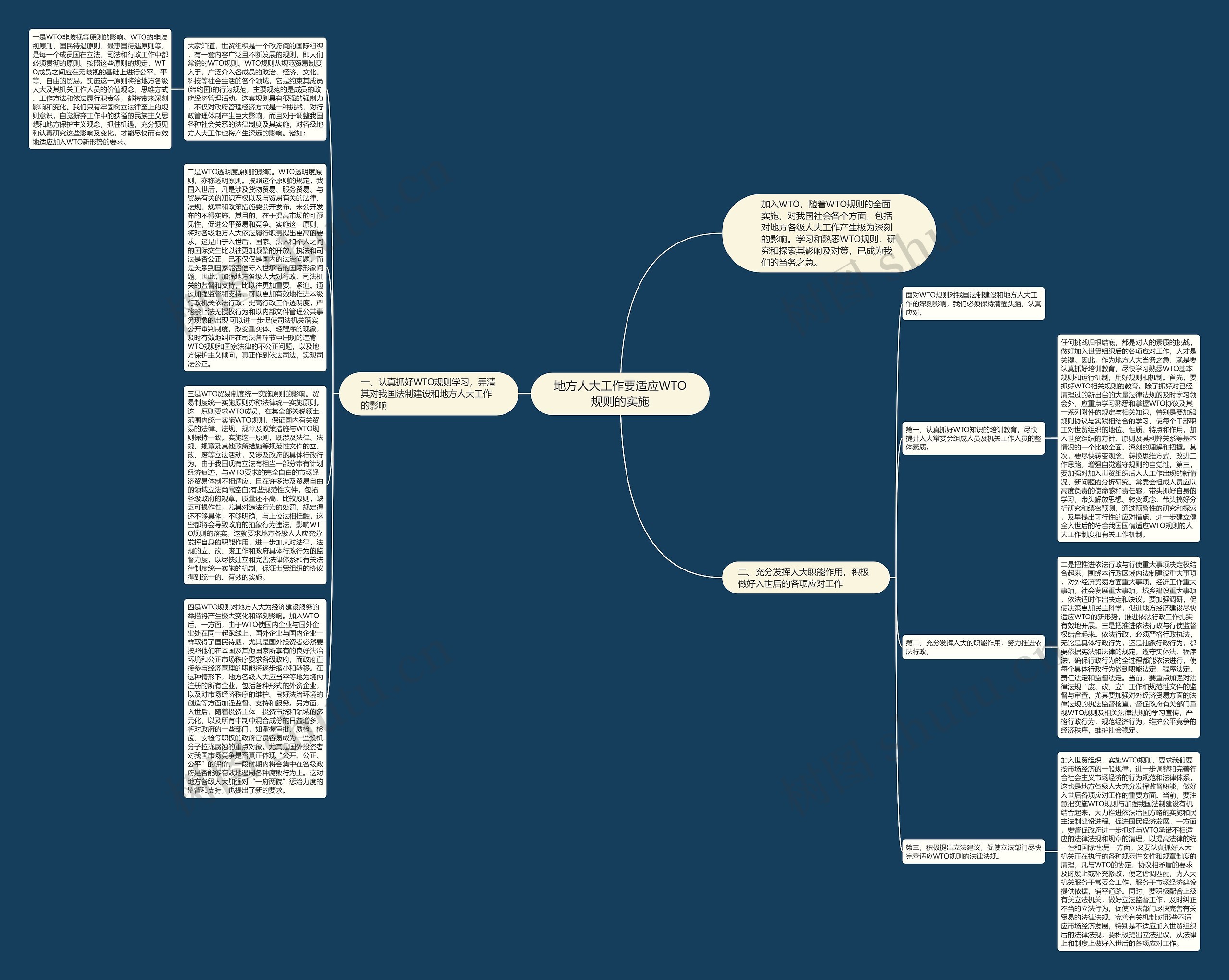 地方人大工作要适应WTO规则的实施思维导图