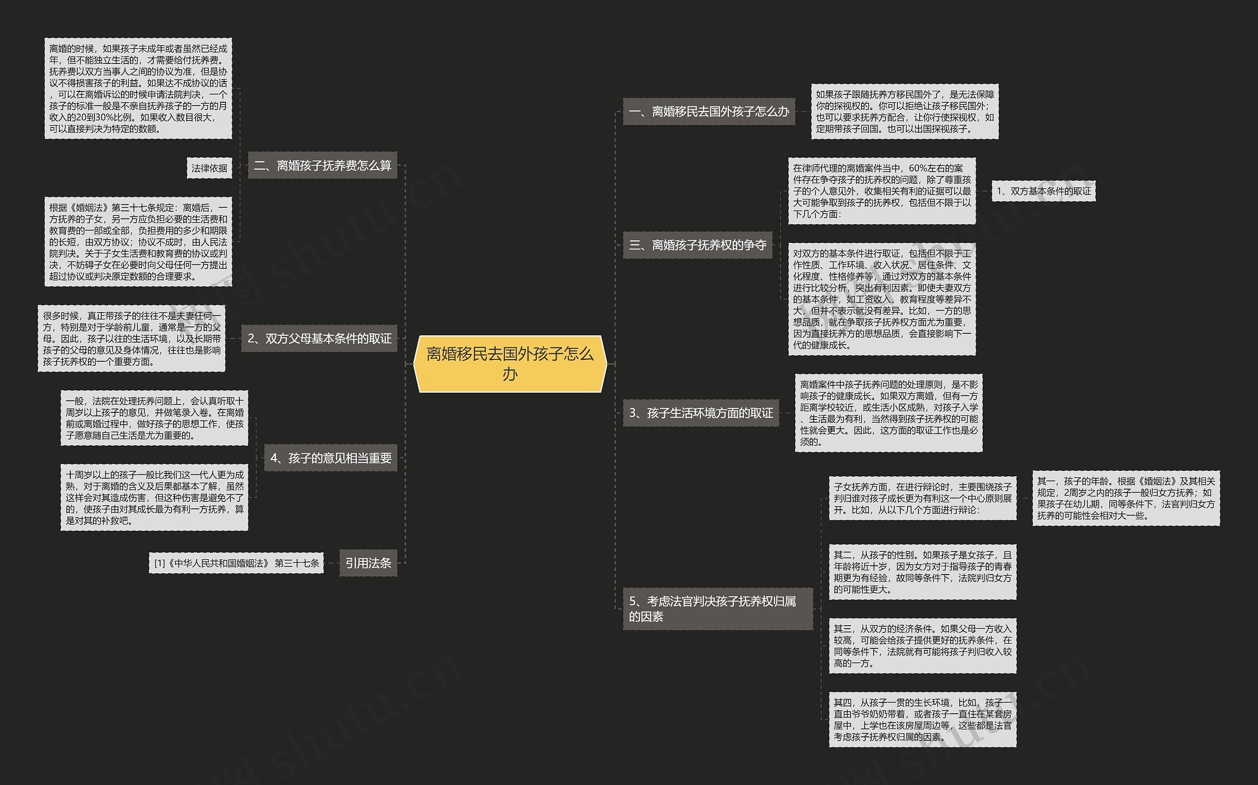 离婚移民去国外孩子怎么办思维导图
