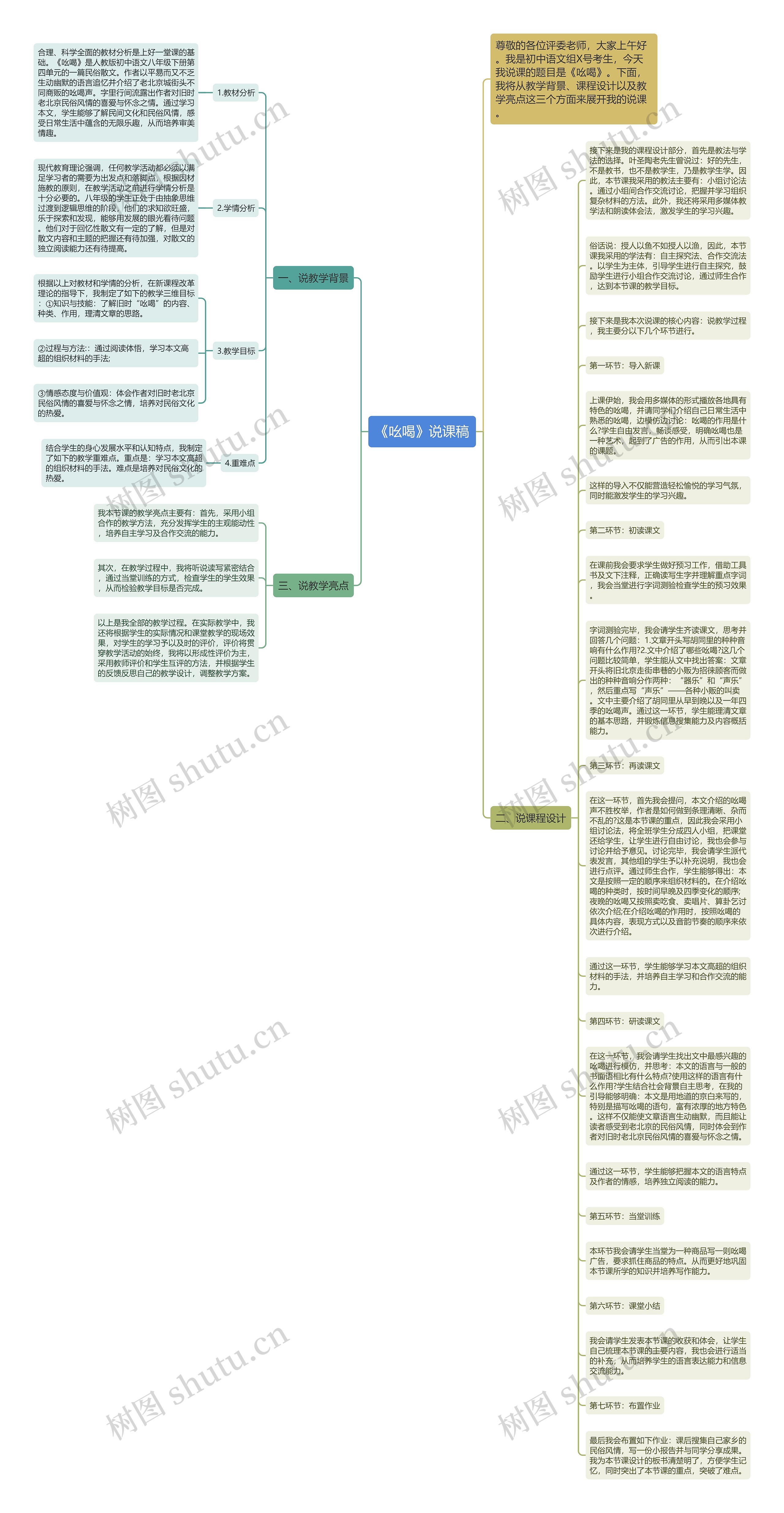 《吆喝》说课稿思维导图