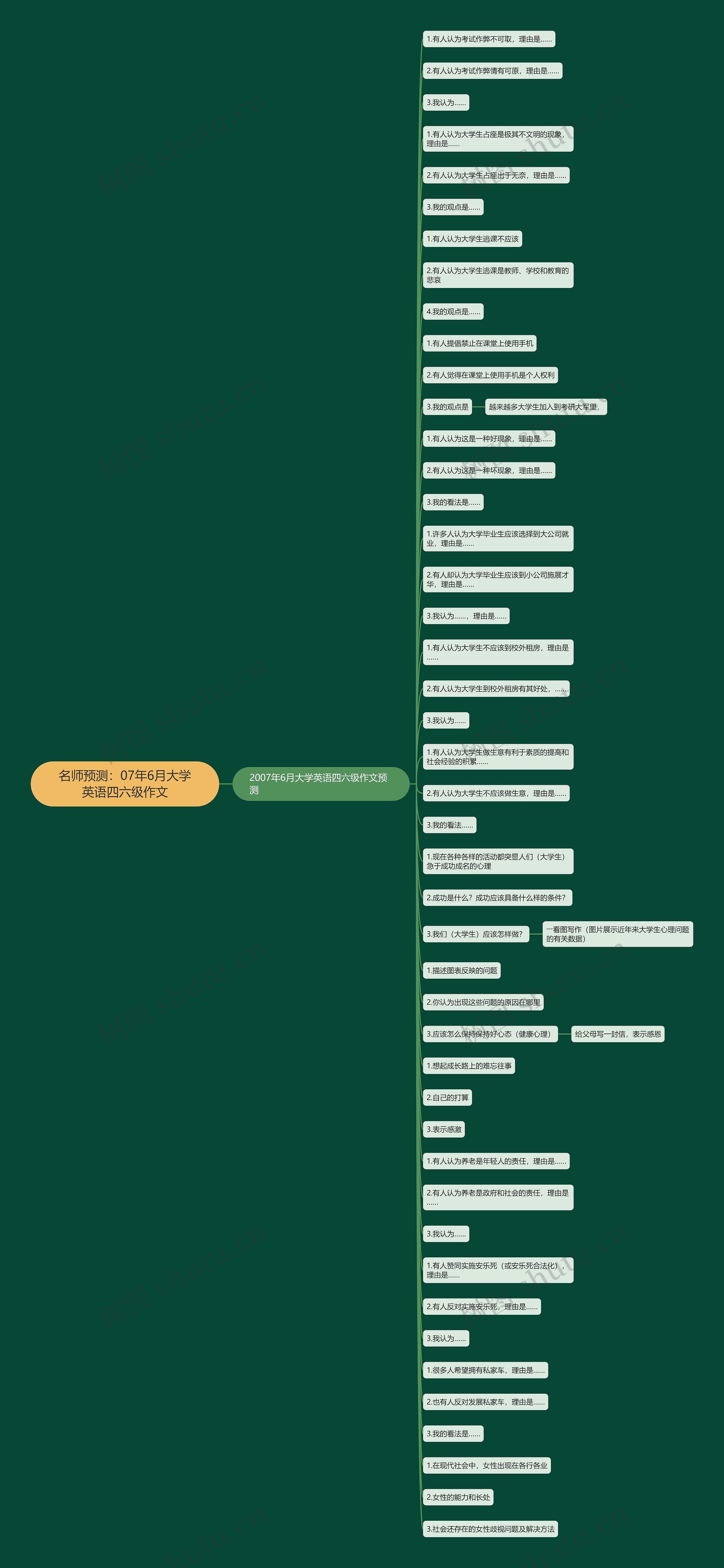 名师预测：07年6月大学英语四六级作文思维导图