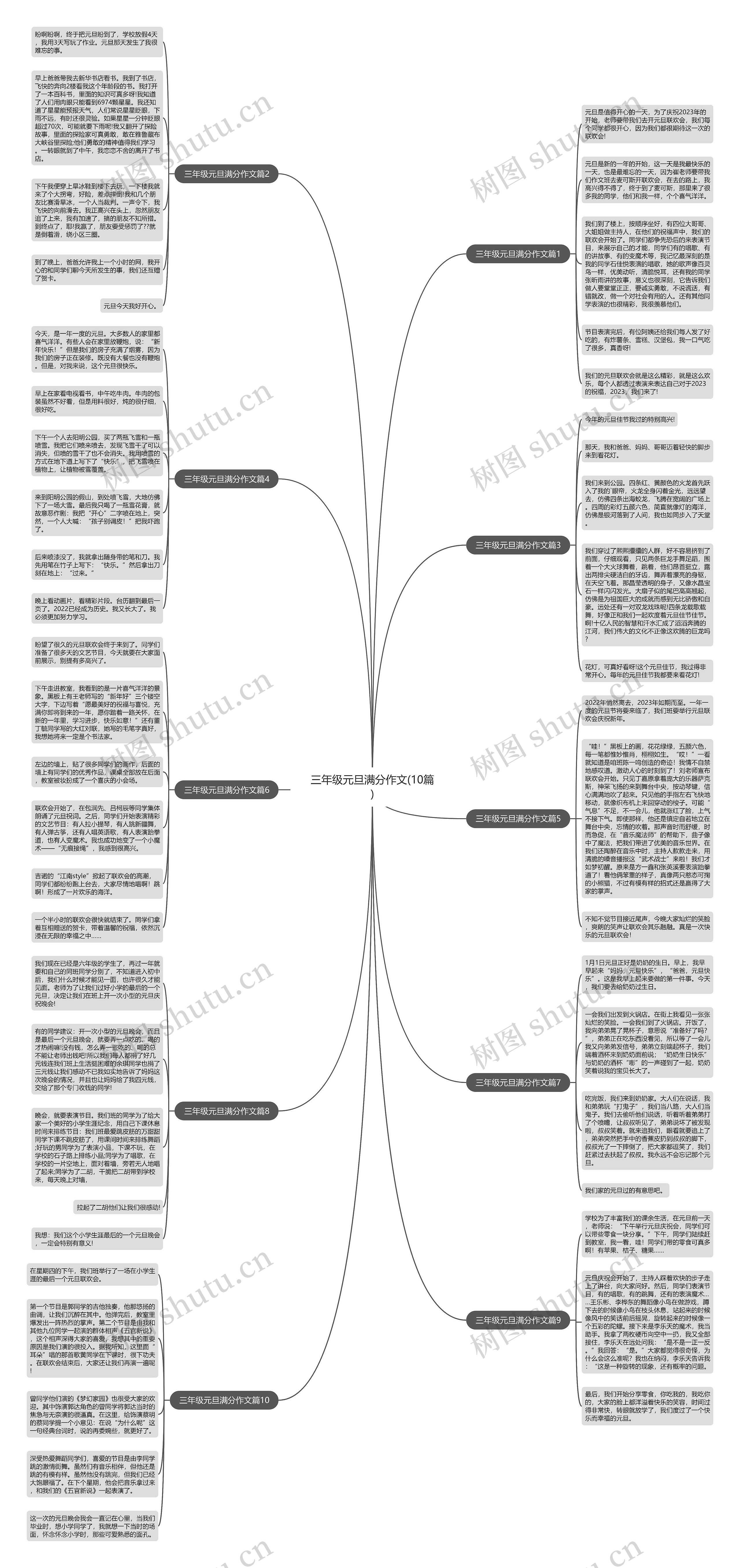 三年级元旦满分作文(10篇)思维导图