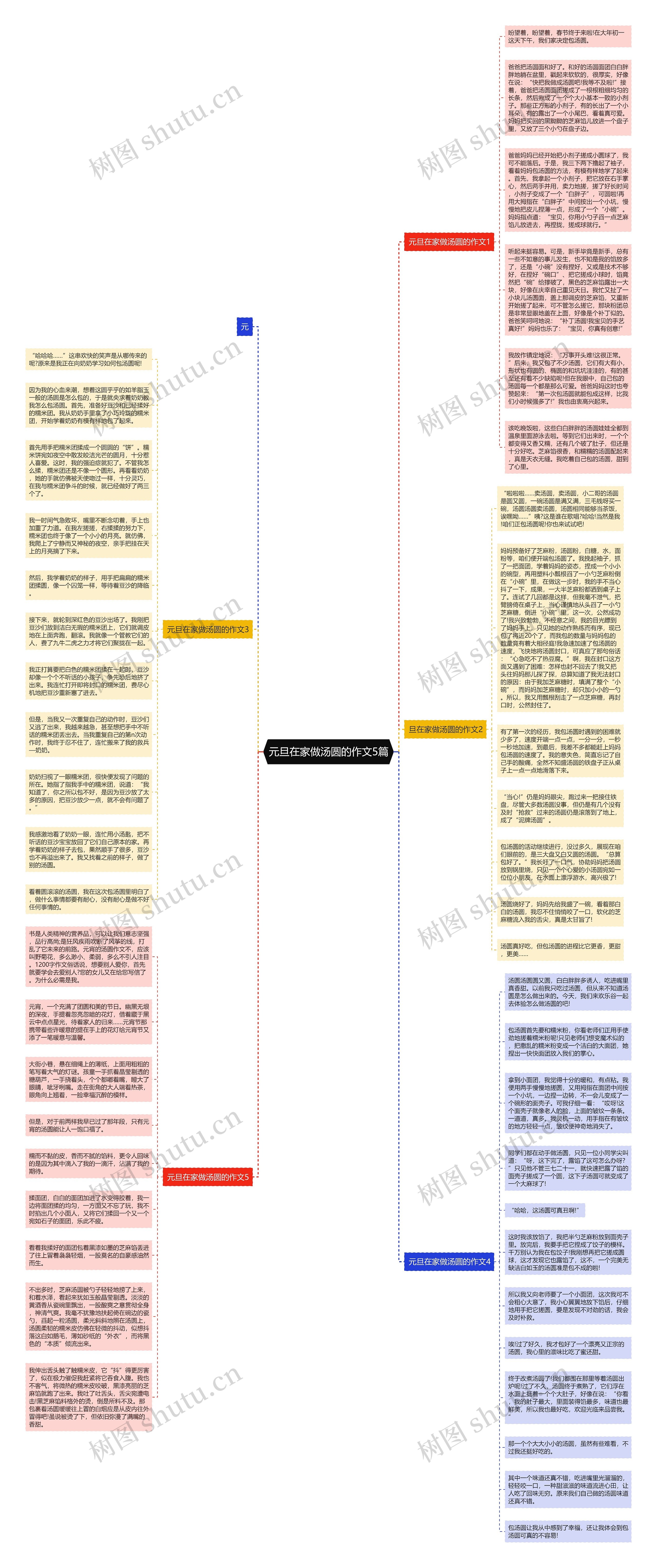 元旦在家做汤圆的作文5篇思维导图