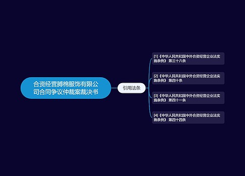 合资经营膊棉服饰有限公司合同争议仲裁案裁决书