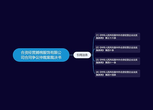 合资经营膊棉服饰有限公司合同争议仲裁案裁决书