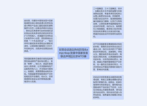 世贸会谈进白热化阶段&amp;nbsp;发展中国家发表联合声明|||北京WTO事