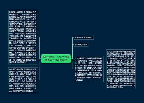 新东方名师:12月大学英语新老六级考题对比