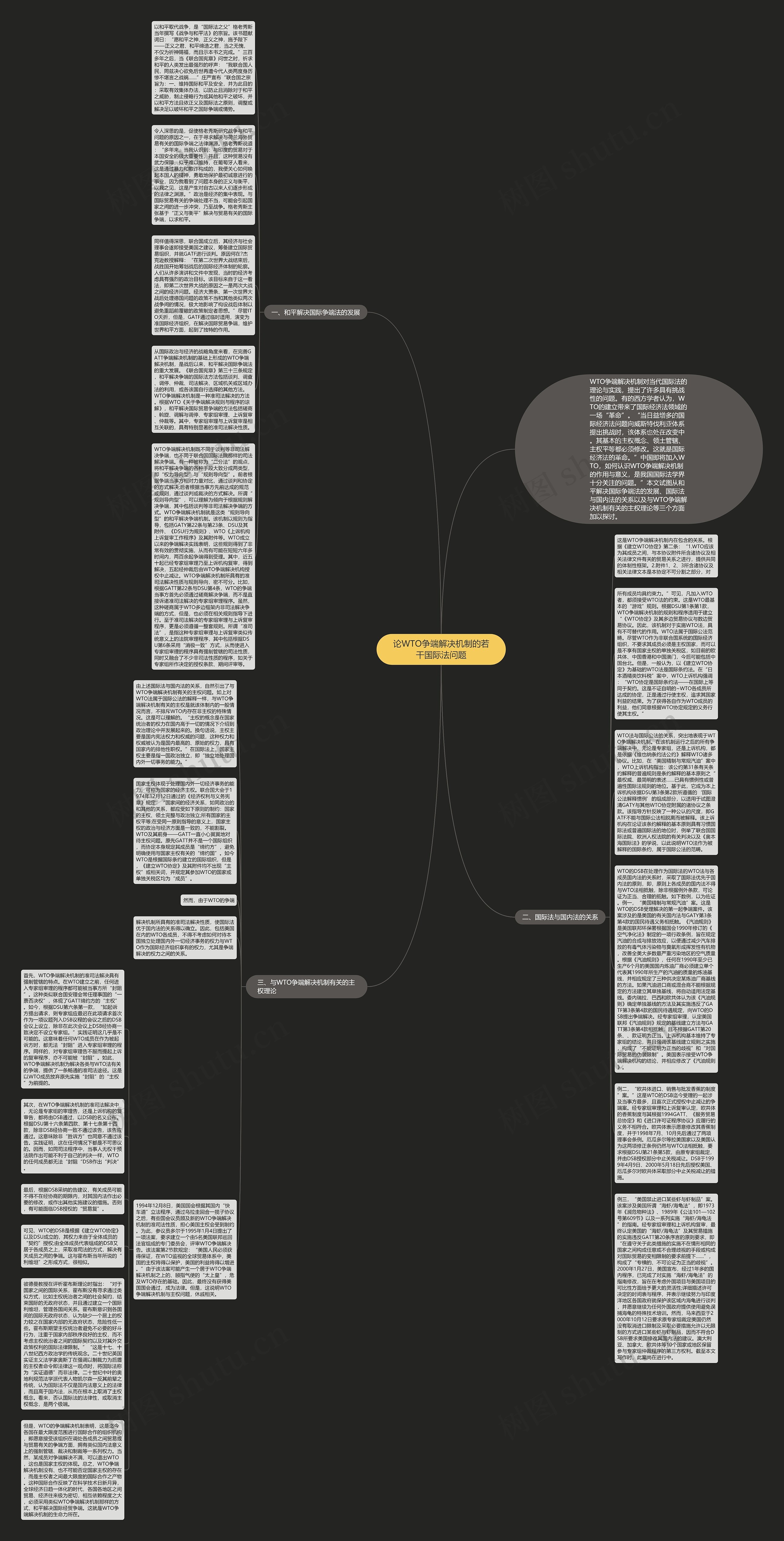 论WTO争端解决机制的若干国际法问题思维导图
