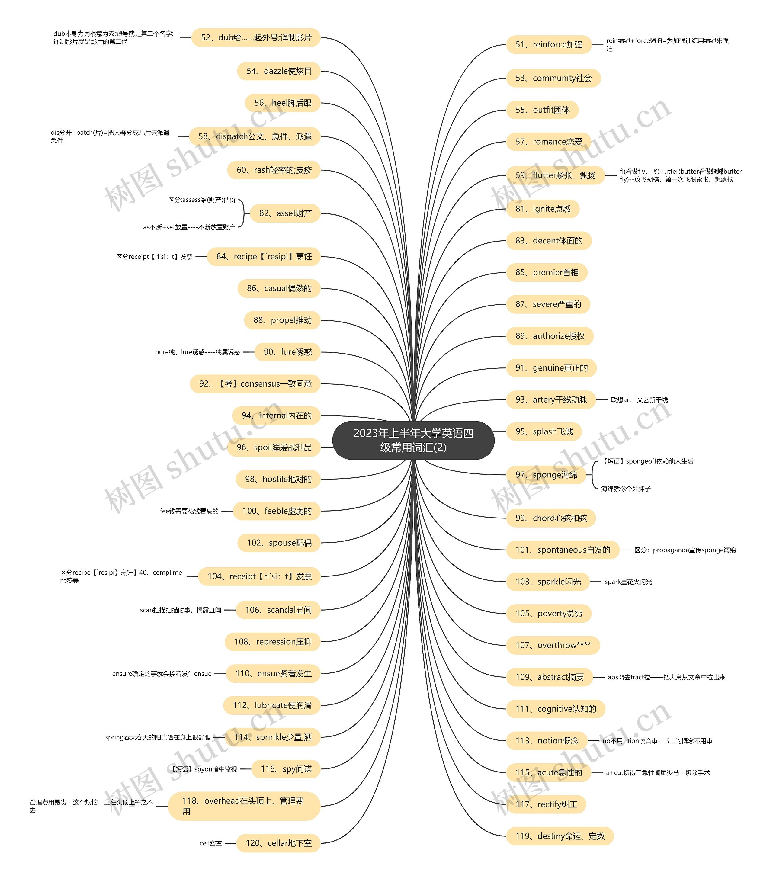 2023年上半年大学英语四级常用词汇(2)思维导图