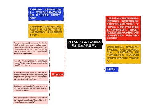 2017年12月英语四级翻译练习题库之杭州历史