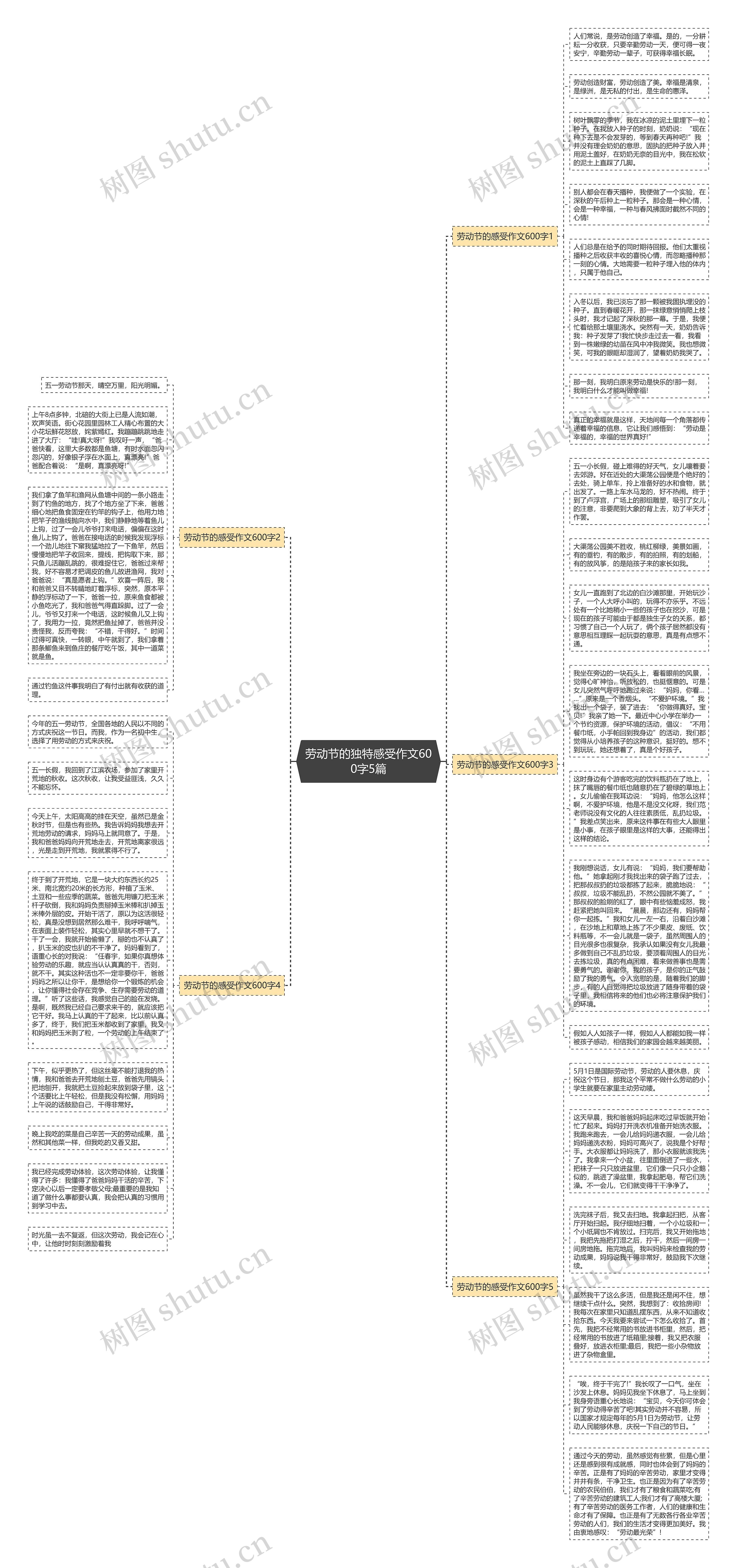 劳动节的独特感受作文600字5篇思维导图