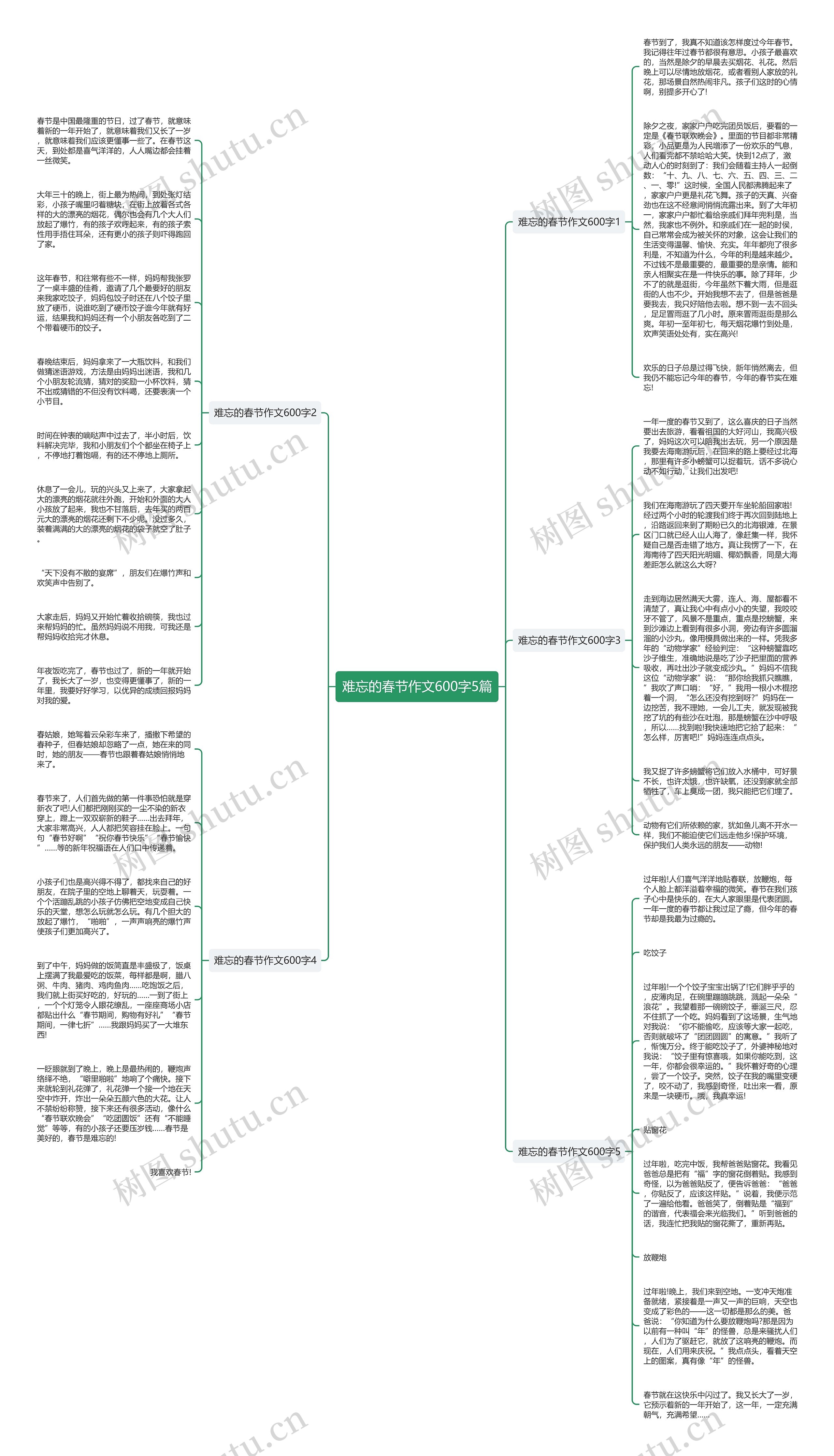 难忘的春节作文600字5篇思维导图