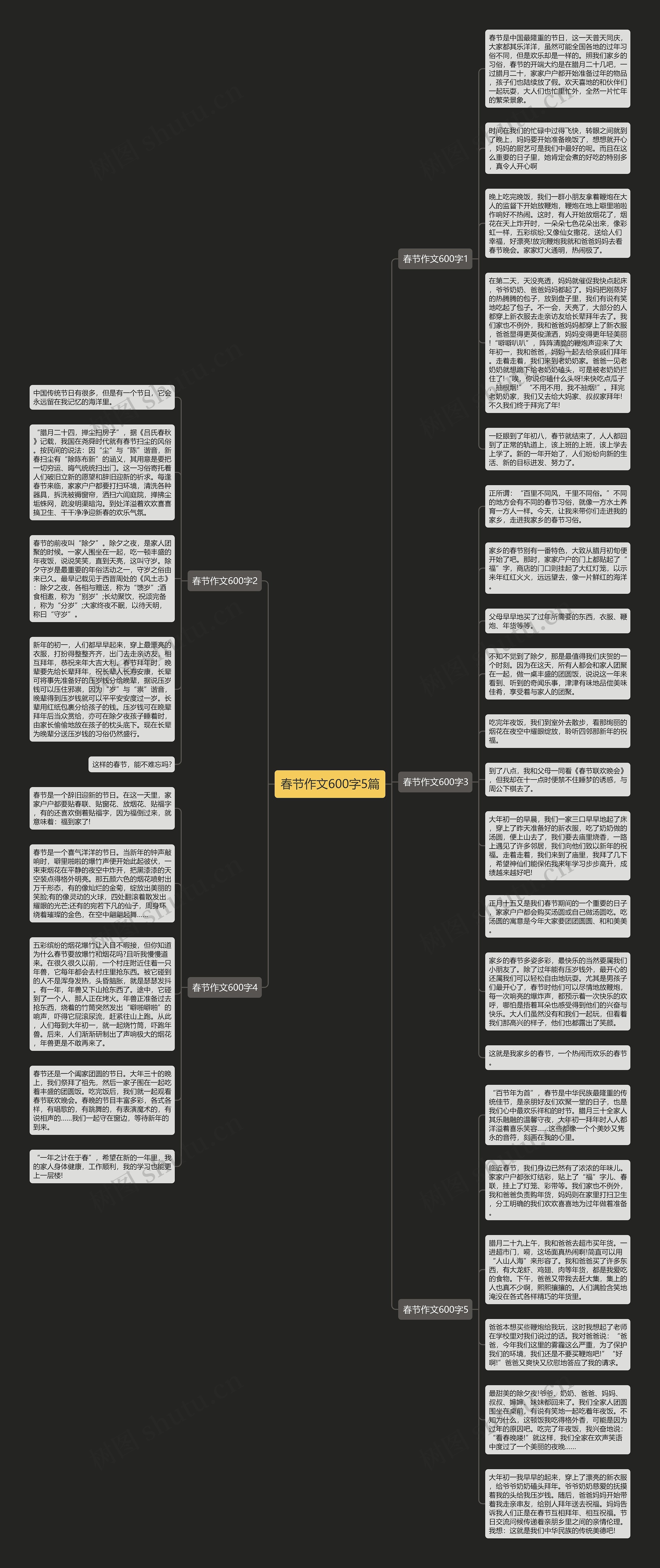 春节作文600字5篇思维导图