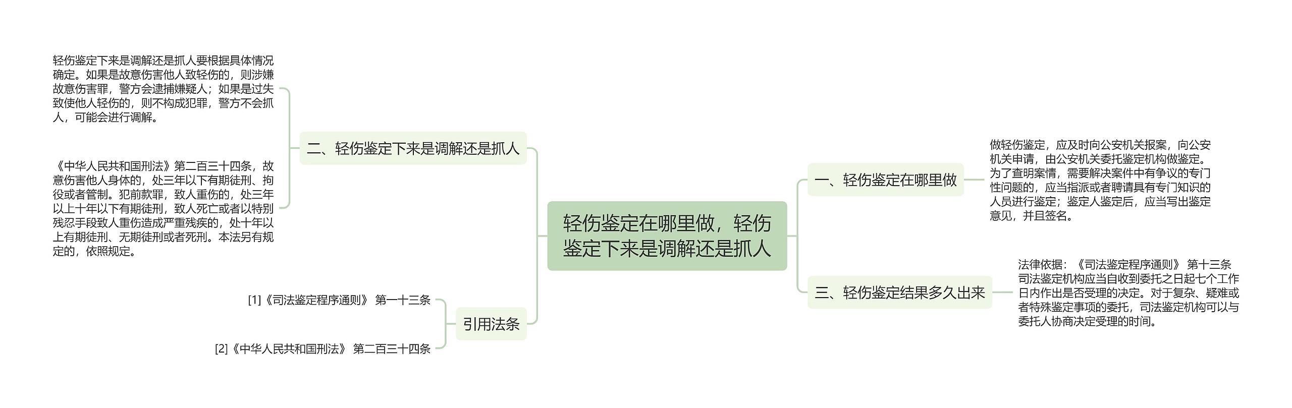 轻伤鉴定在哪里做，轻伤鉴定下来是调解还是抓人思维导图