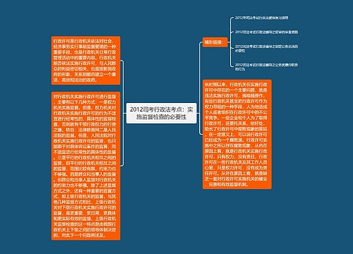 2012司考行政法考点：实施监督检查的必要性