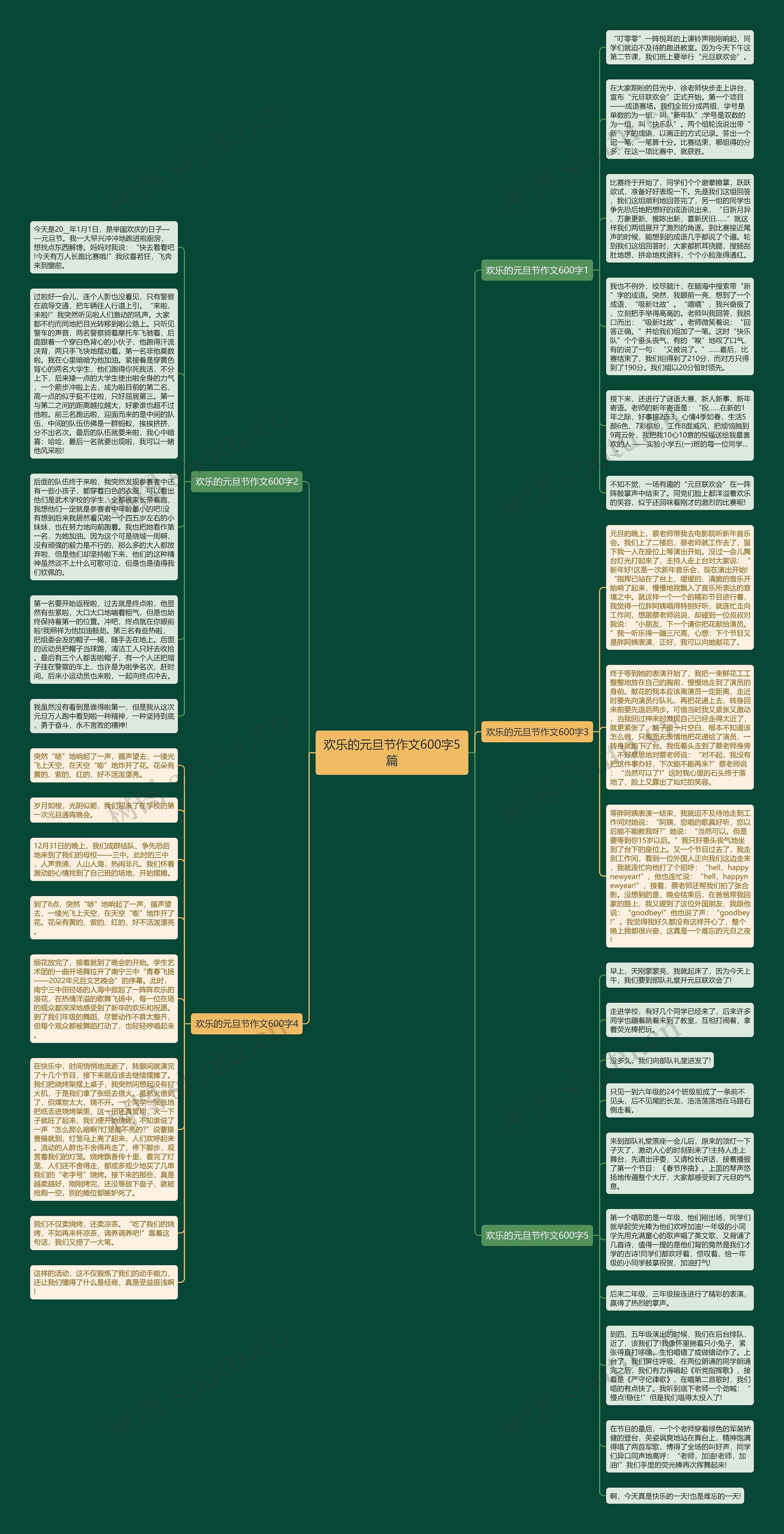 欢乐的元旦节作文600字5篇思维导图