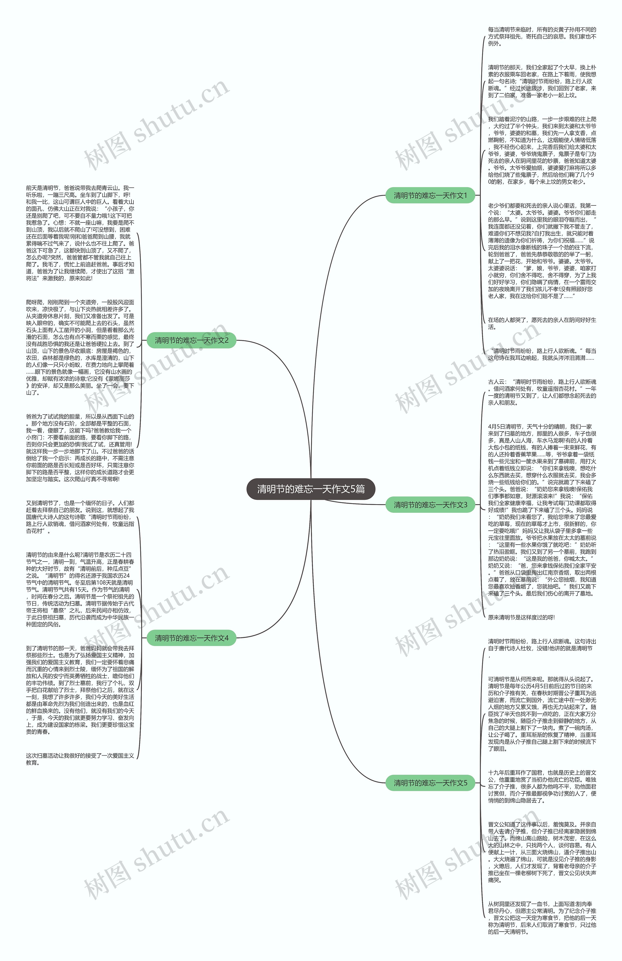 清明节的难忘一天作文5篇思维导图