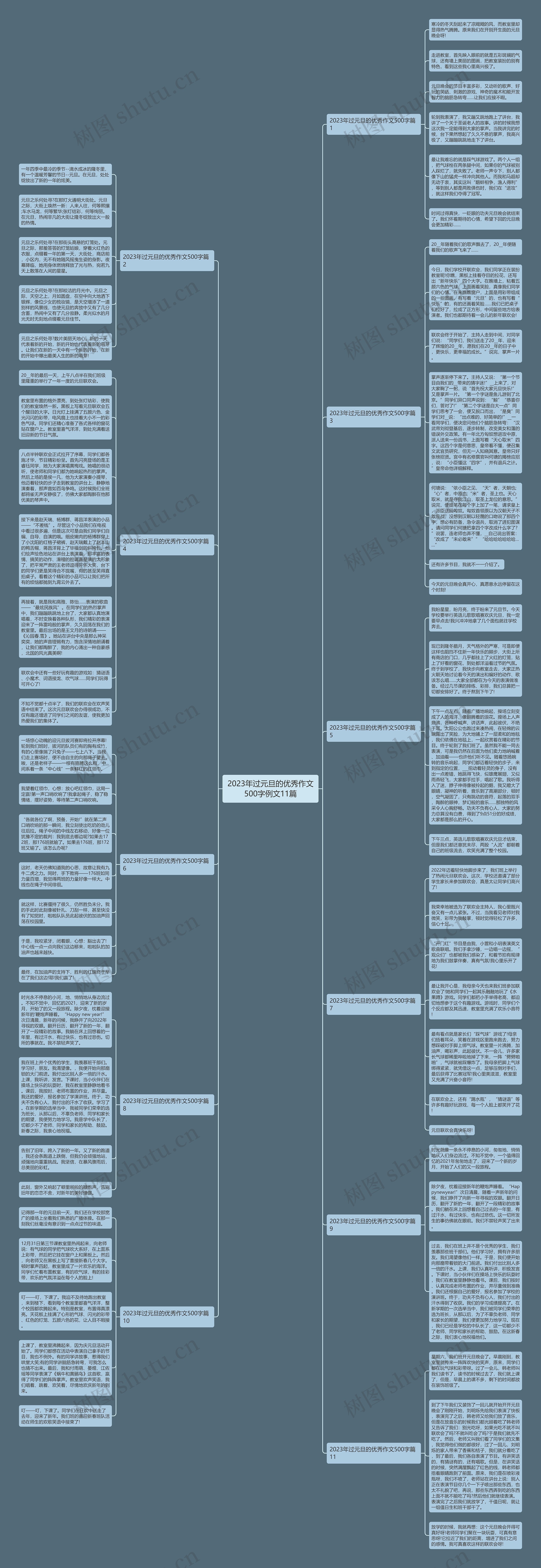 2023年过元旦的优秀作文500字例文11篇思维导图