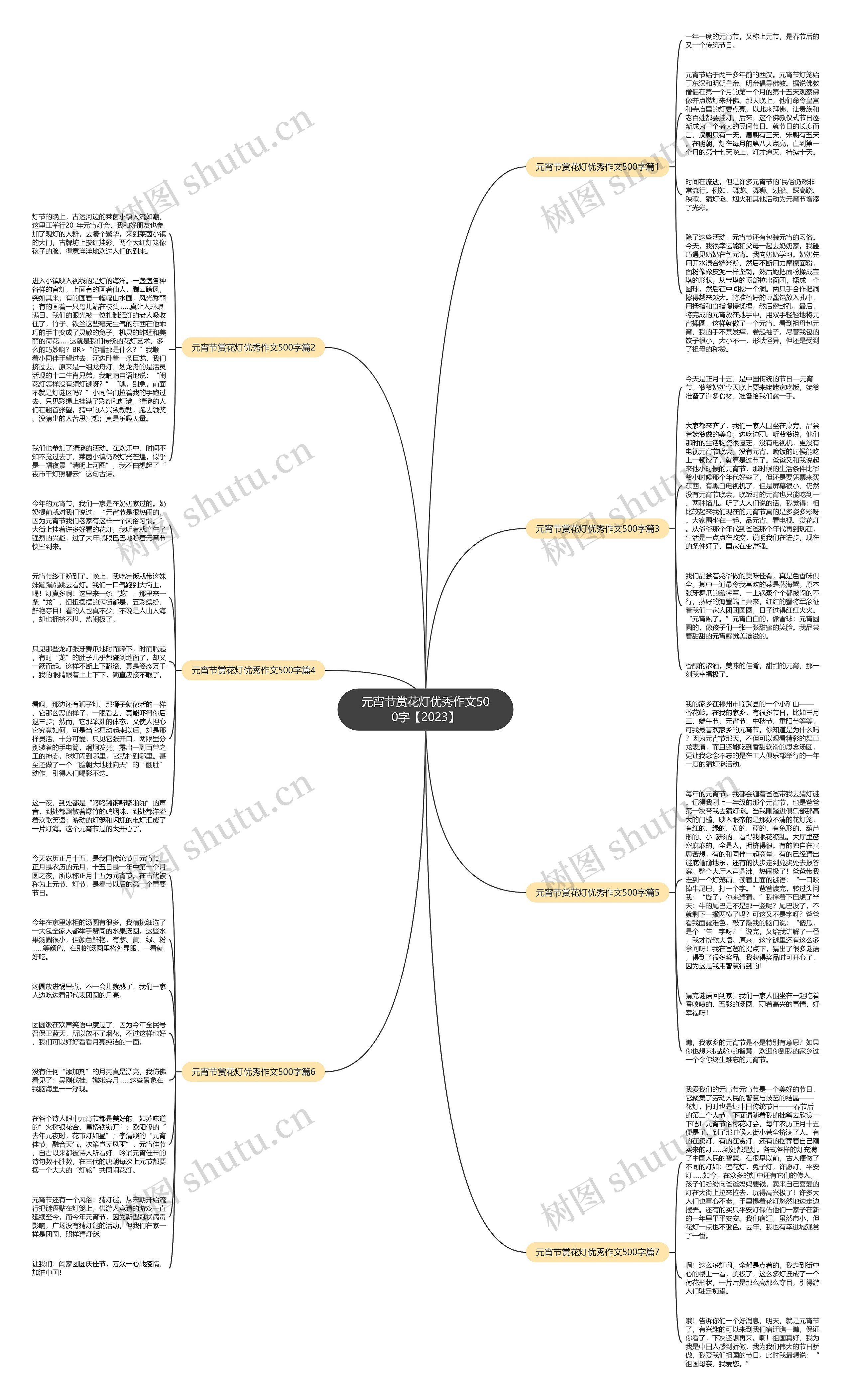 元宵节赏花灯优秀作文500字【2023】思维导图