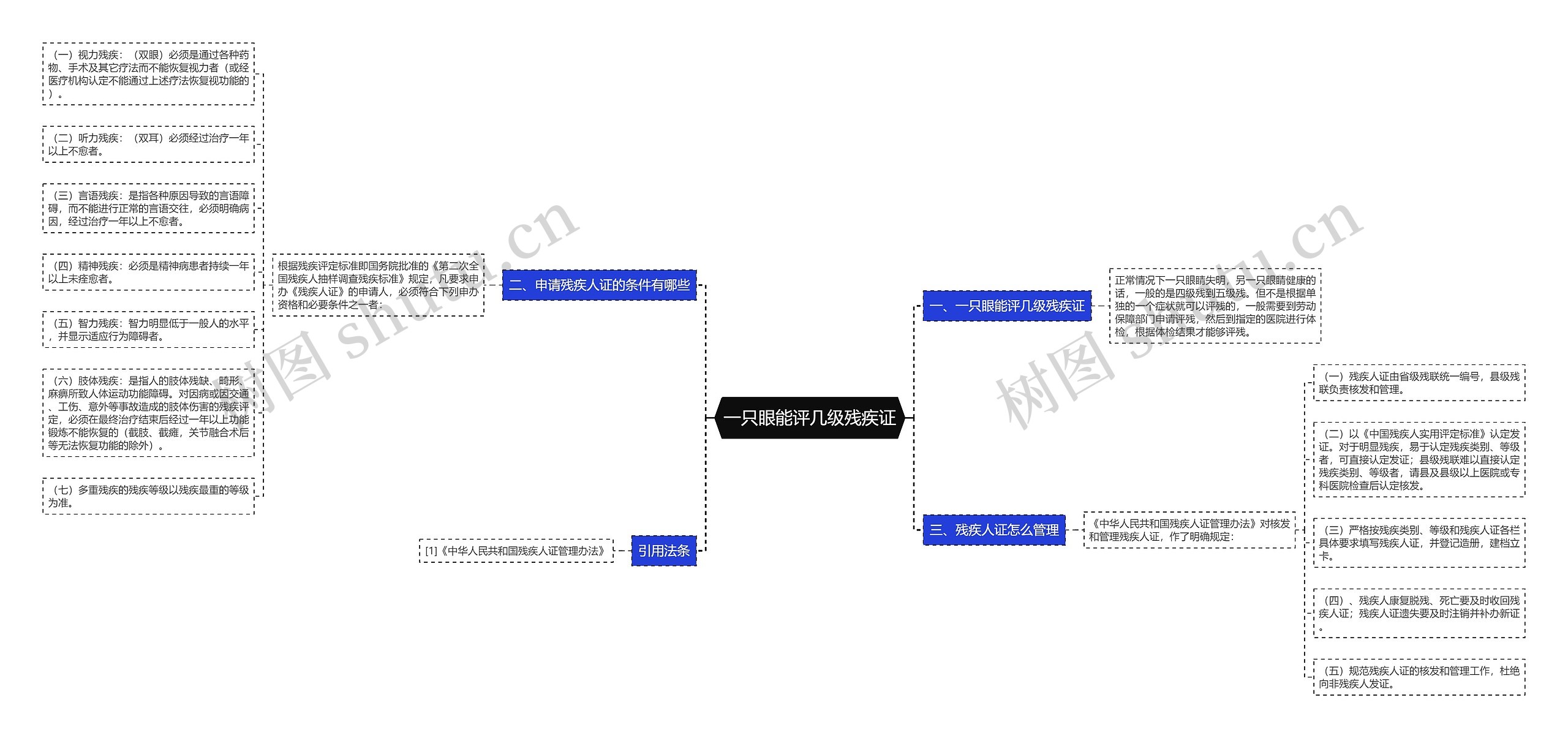 一只眼能评几级残疾证思维导图