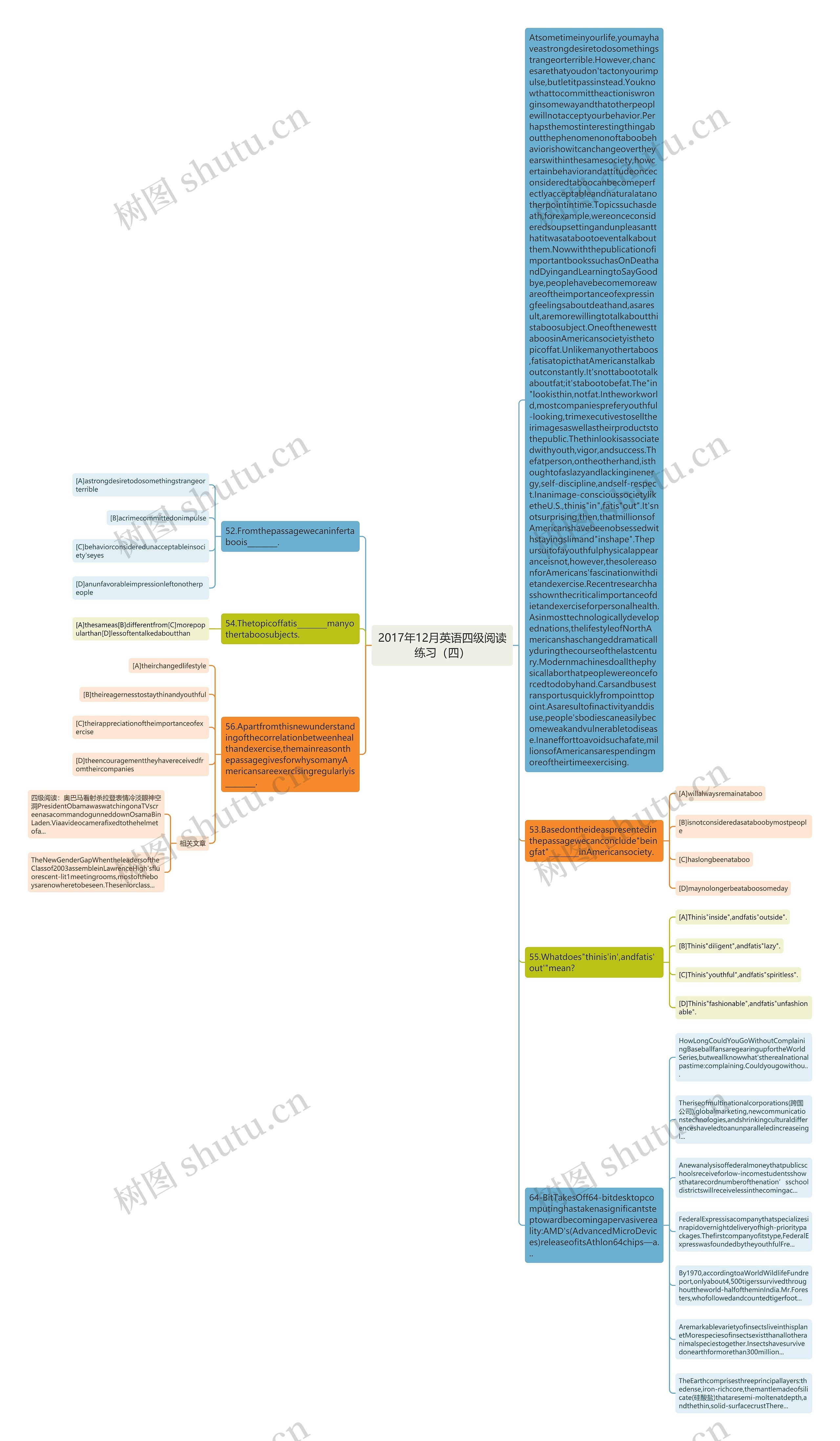 2017年12月英语四级阅读练习（四）思维导图