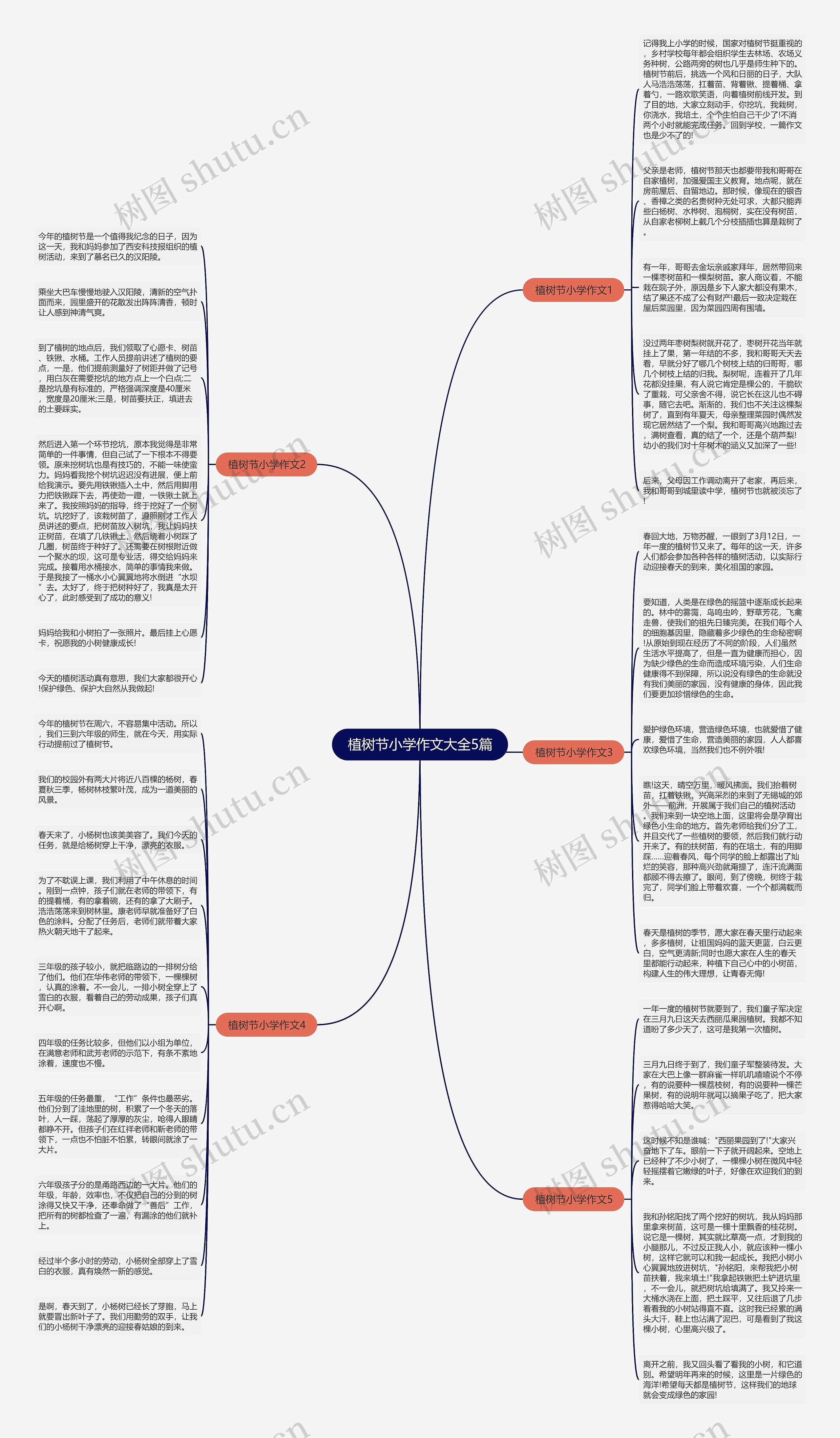 植树节小学作文大全5篇思维导图