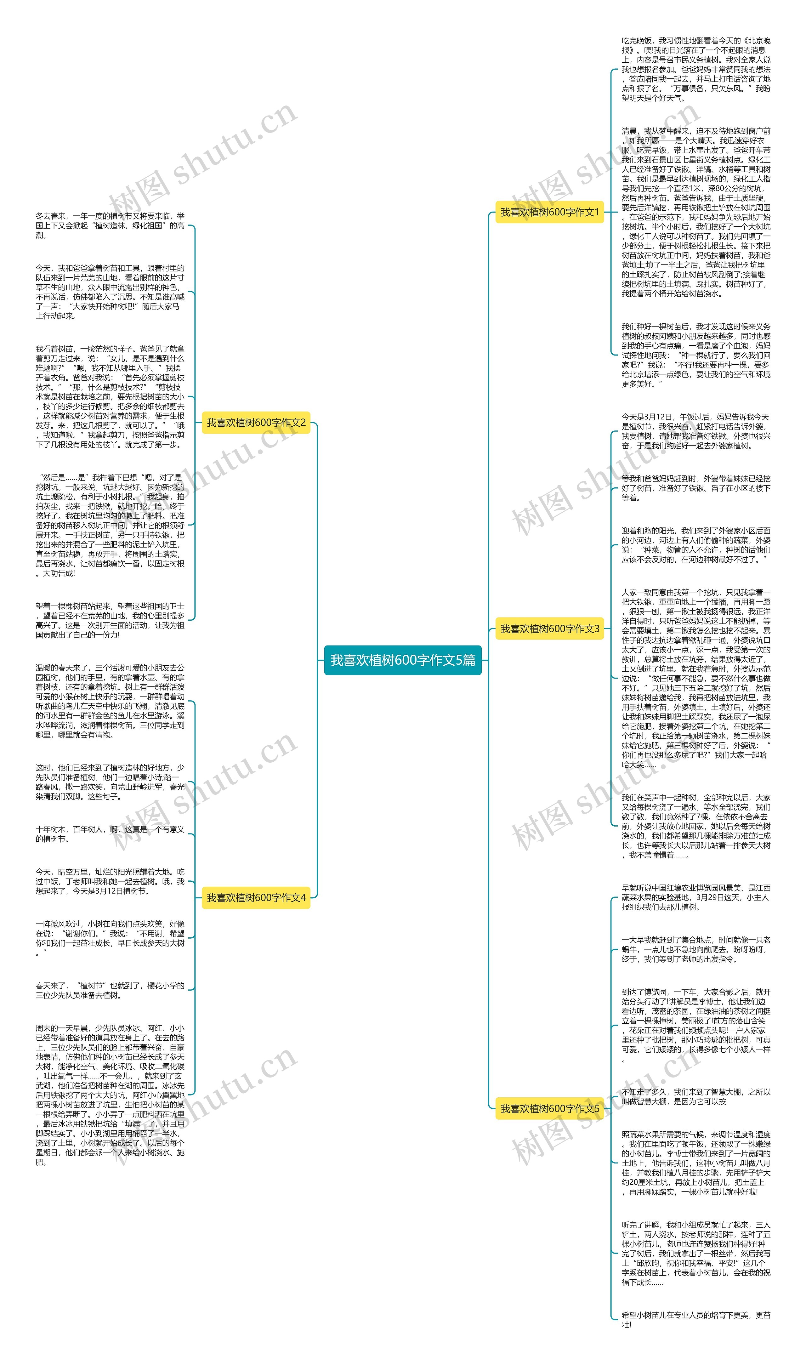 我喜欢植树600字作文5篇思维导图