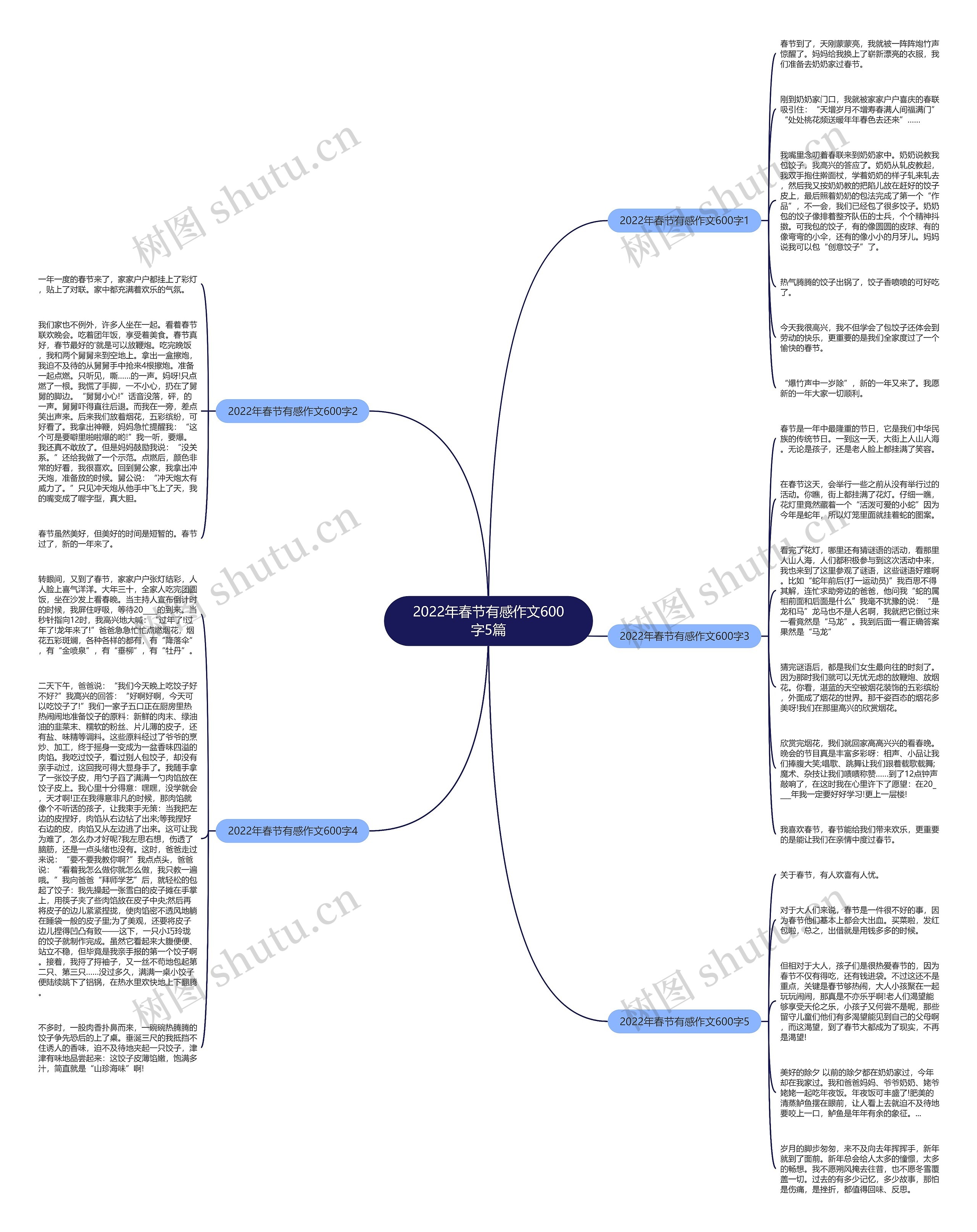 2022年春节有感作文600字5篇思维导图