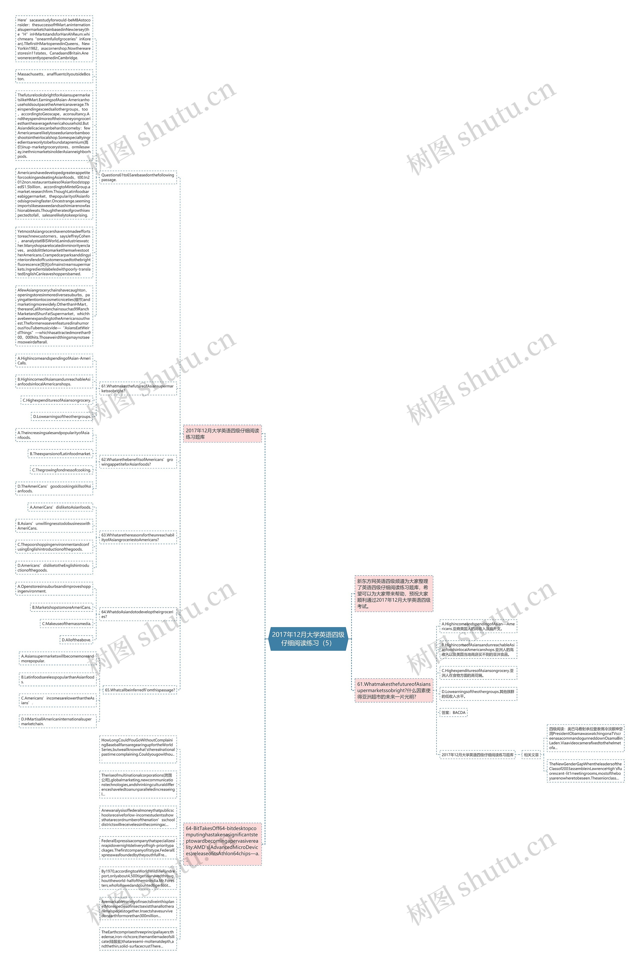 2017年12月大学英语四级仔细阅读练习（5）思维导图