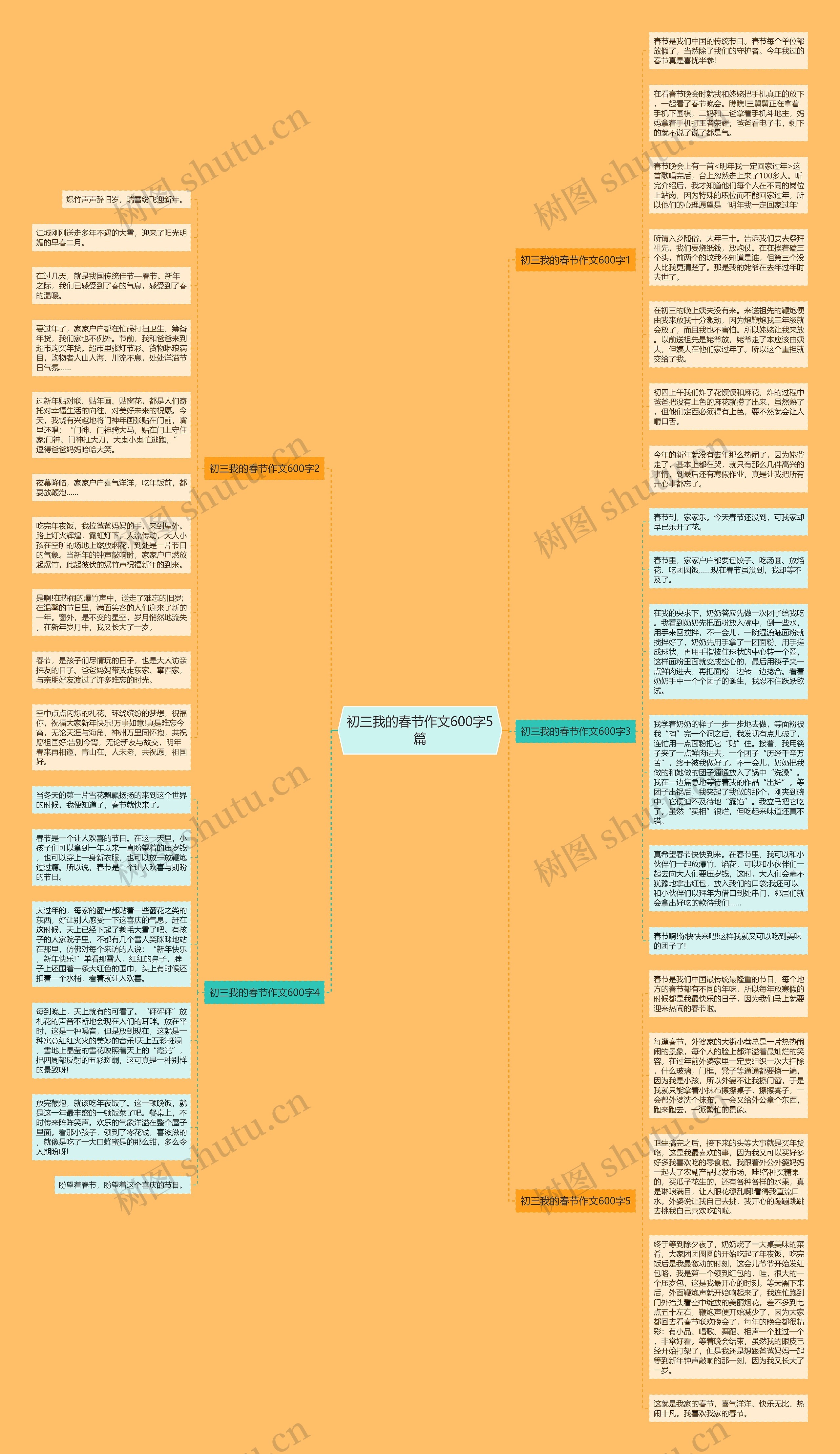初三我的春节作文600字5篇思维导图