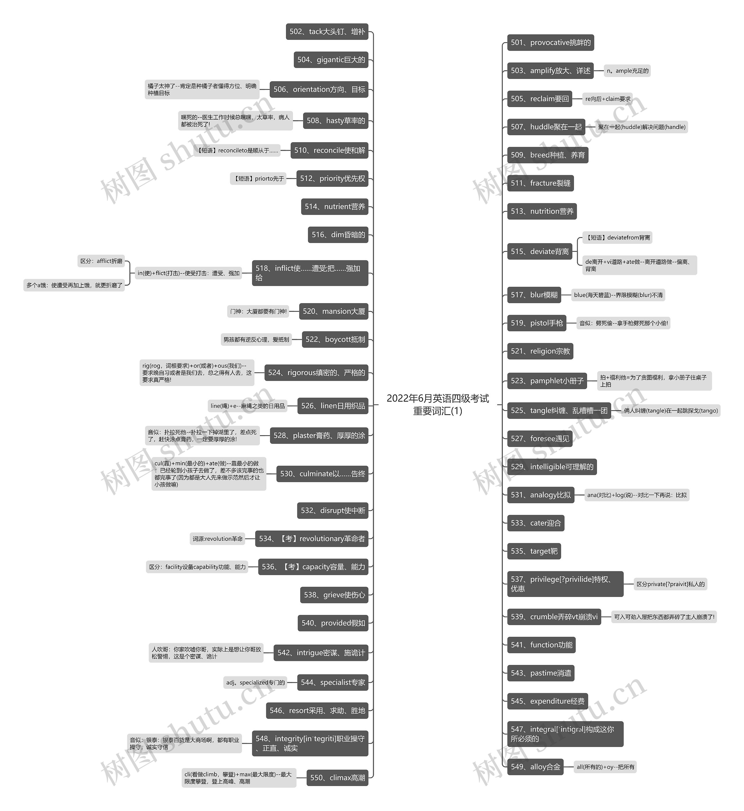 2022年6月英语四级考试重要词汇(1)思维导图