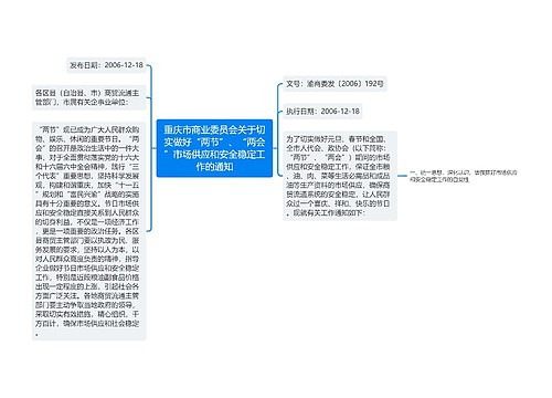 重庆市商业委员会关于切实做好“两节”、“两会”市场供应和安全稳定工作的通知