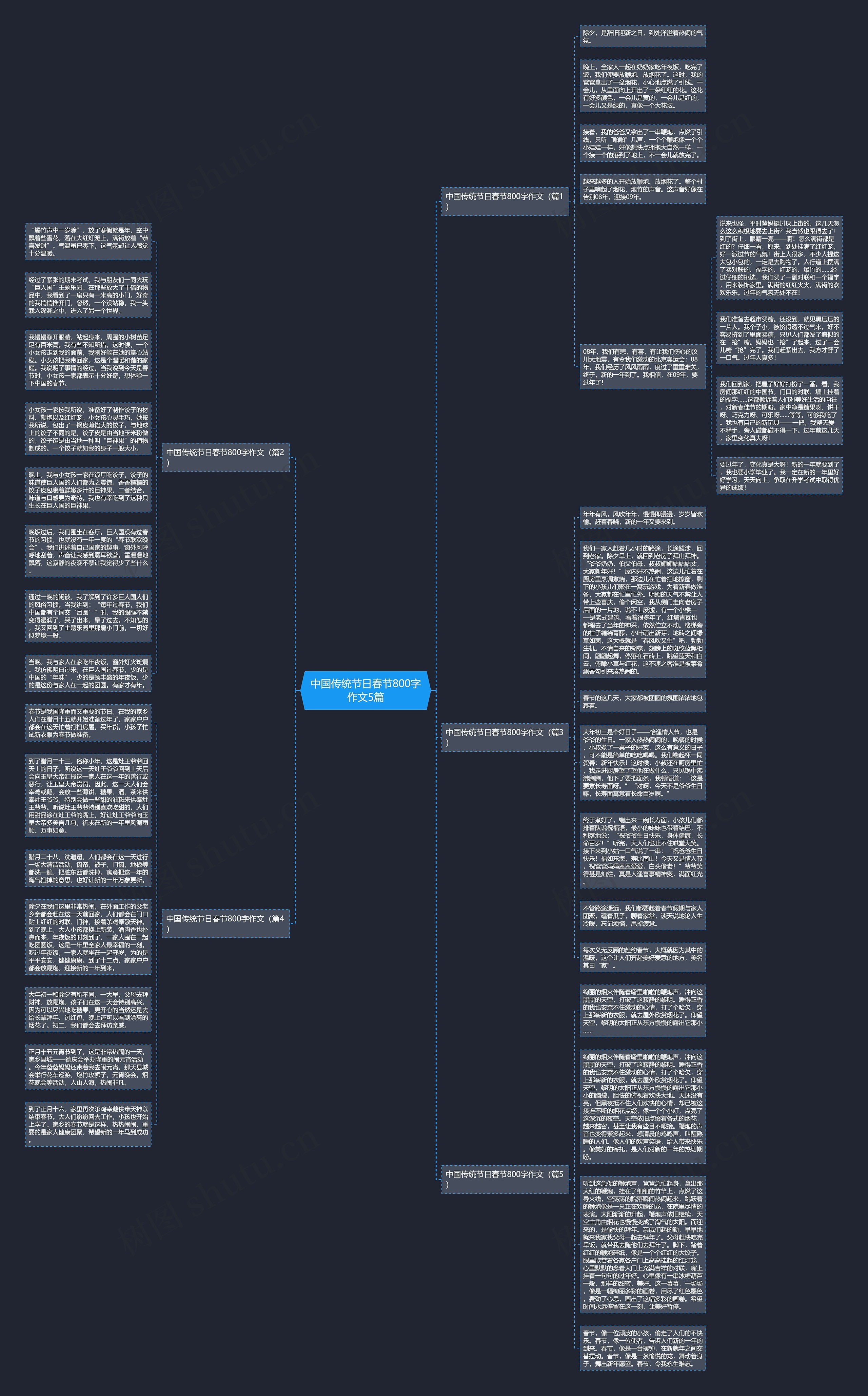 中国传统节日春节800字作文5篇思维导图高清图 中国传统节日春节800字作文5篇思维导图