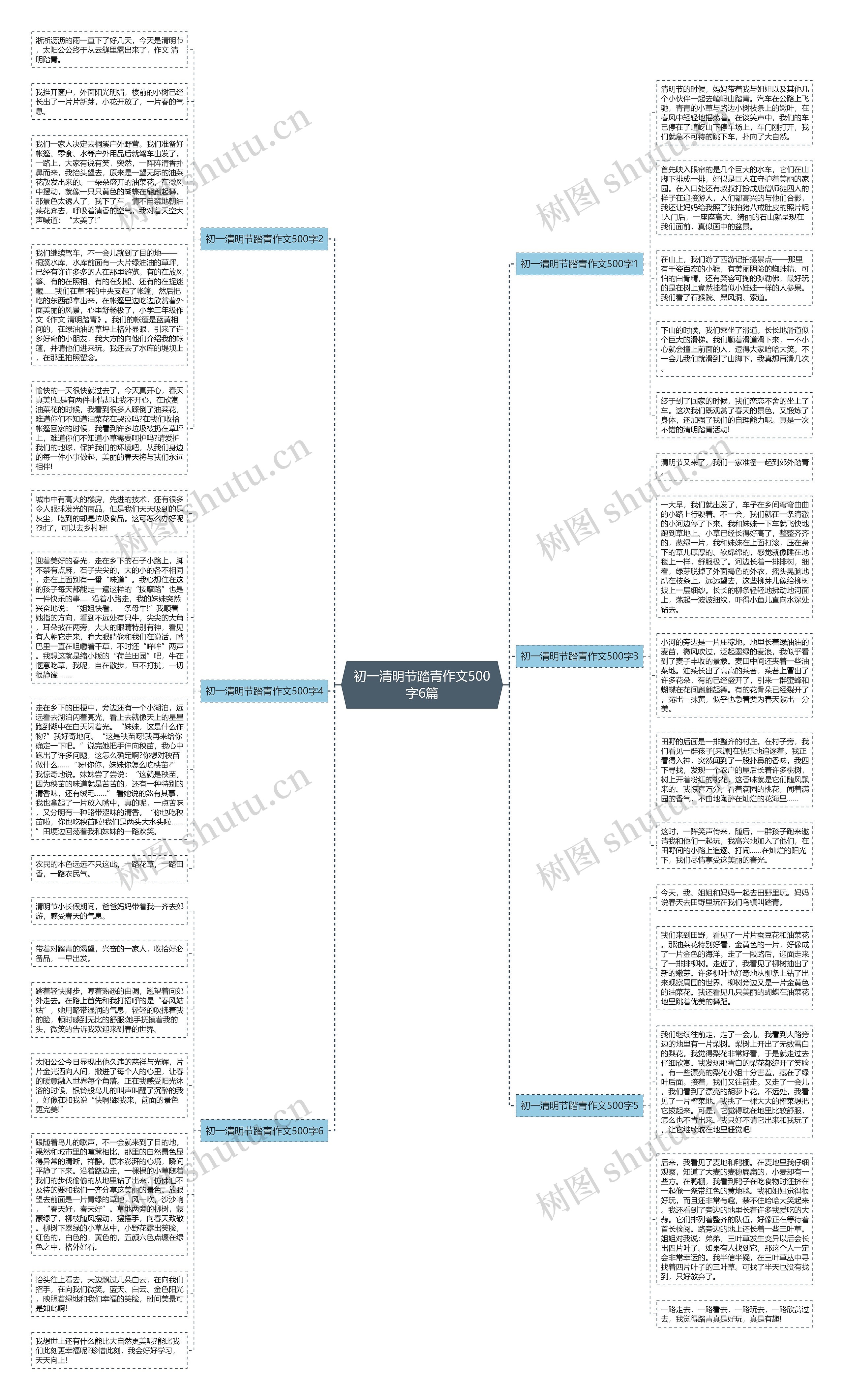 初一清明节踏青作文500字6篇思维导图