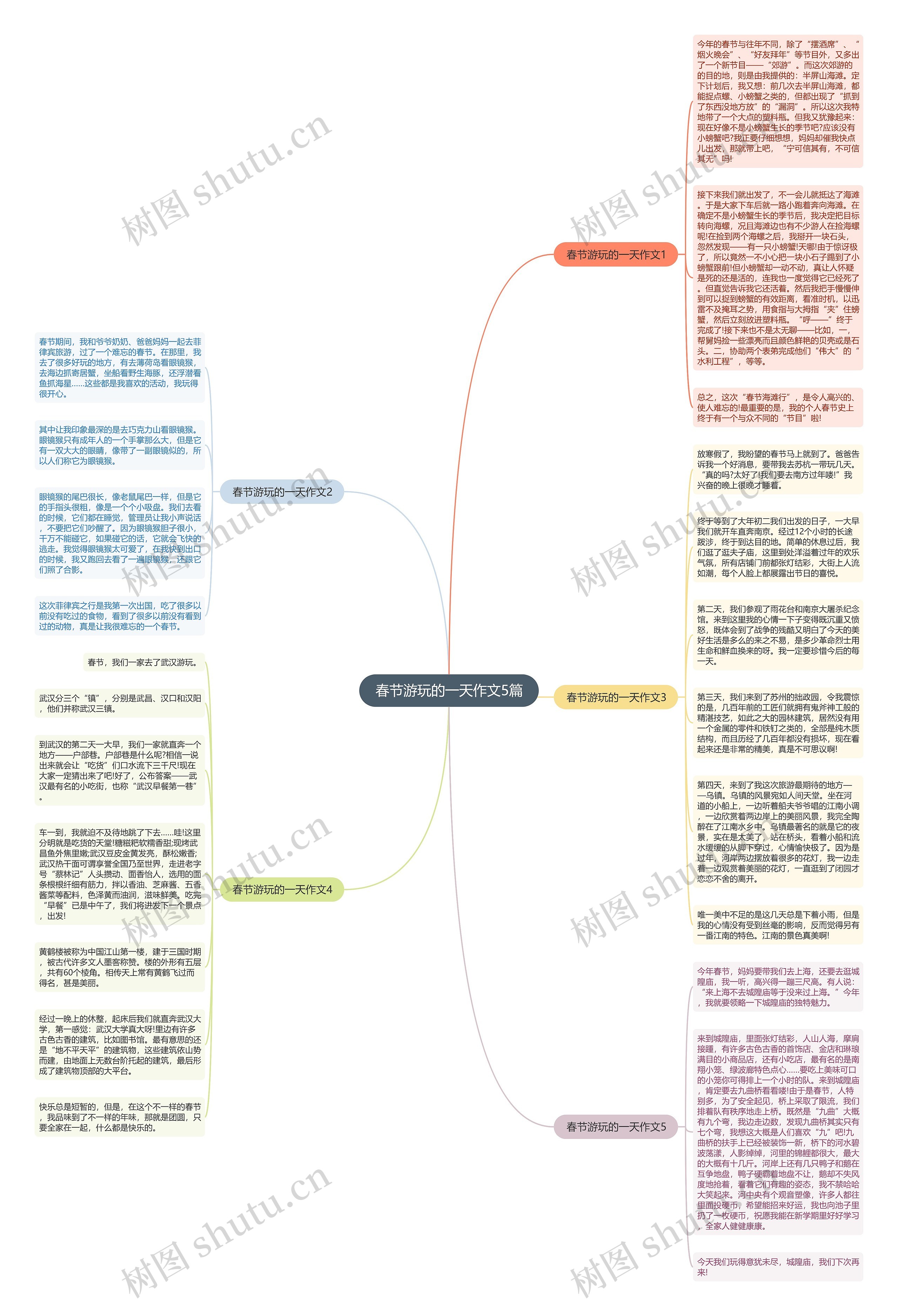 春节游玩的一天作文5篇思维导图